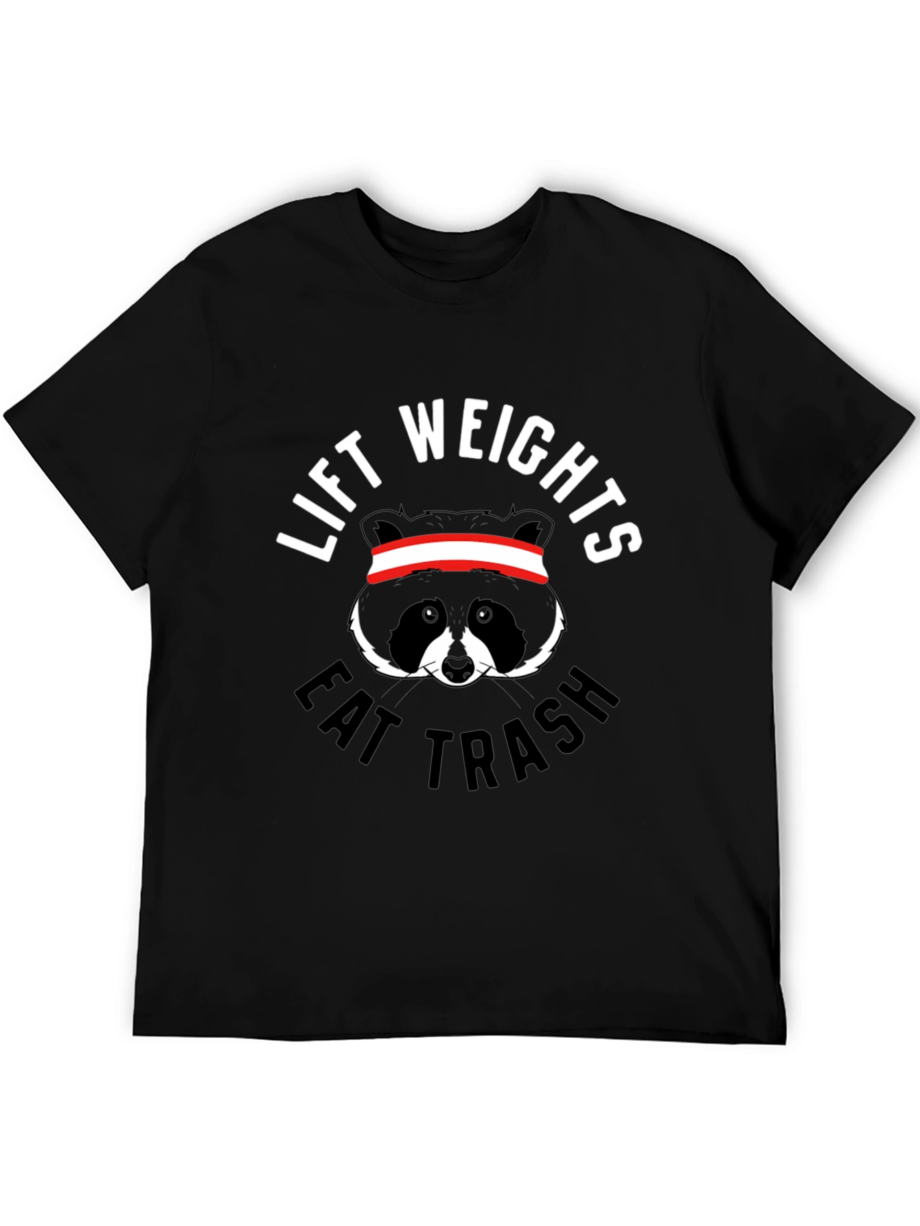 Black Lift Weights Eat Trash Raccoon Graphic Tee view 5