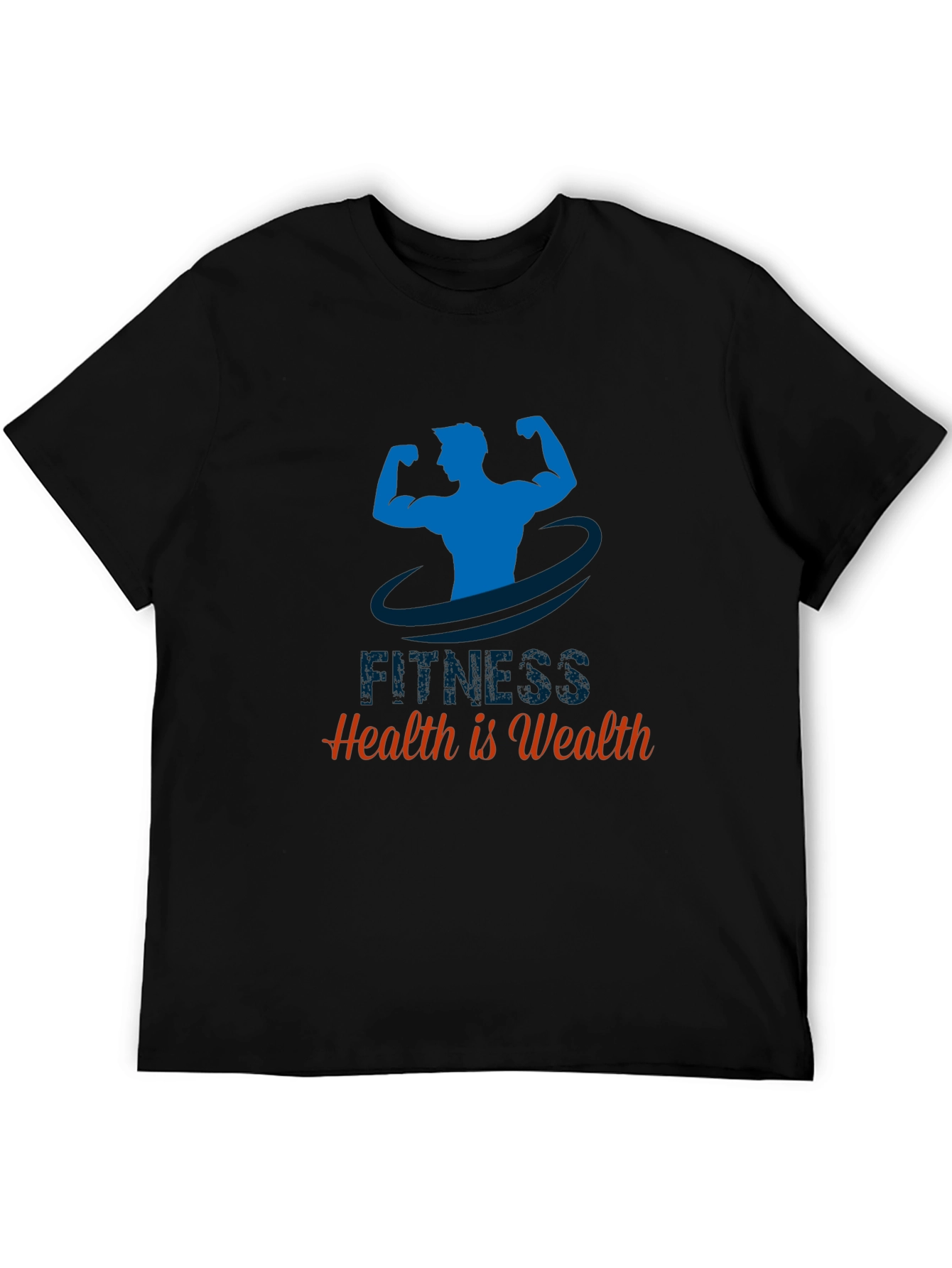Black Fitness Graphic Tee - Health is Wealth view 5