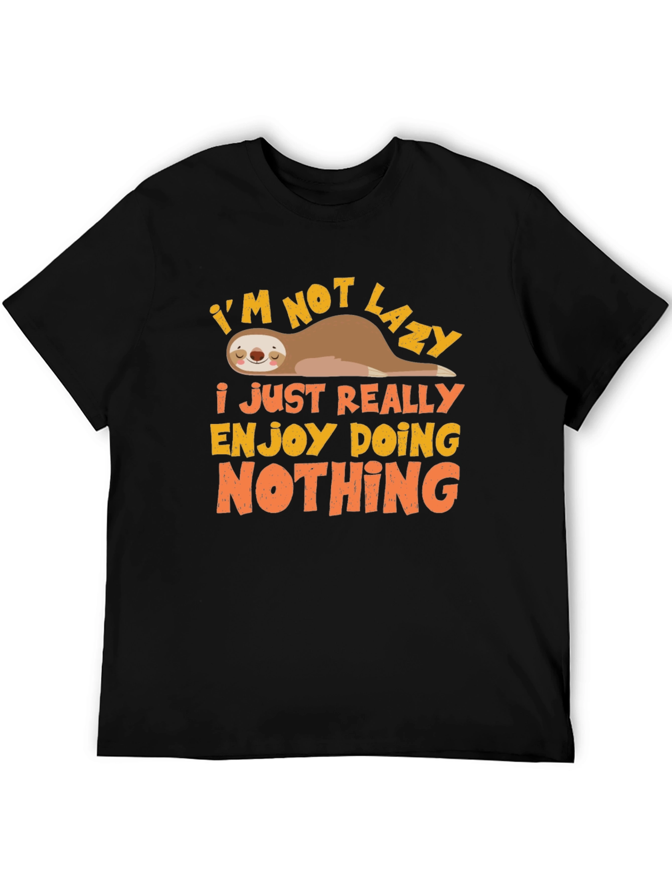 Black Lazy Sloth Enjoy Doing Nothing T-Shirt view 5