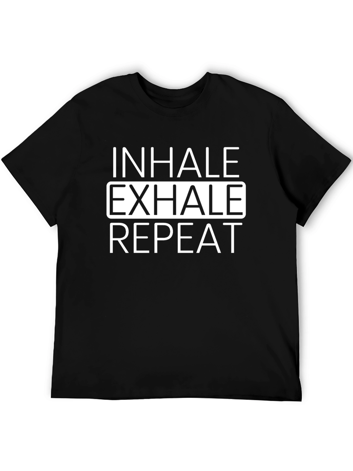 Black Inhale Exhale Repeat Graphic T-Shirt - Black Cotton Blend view 5