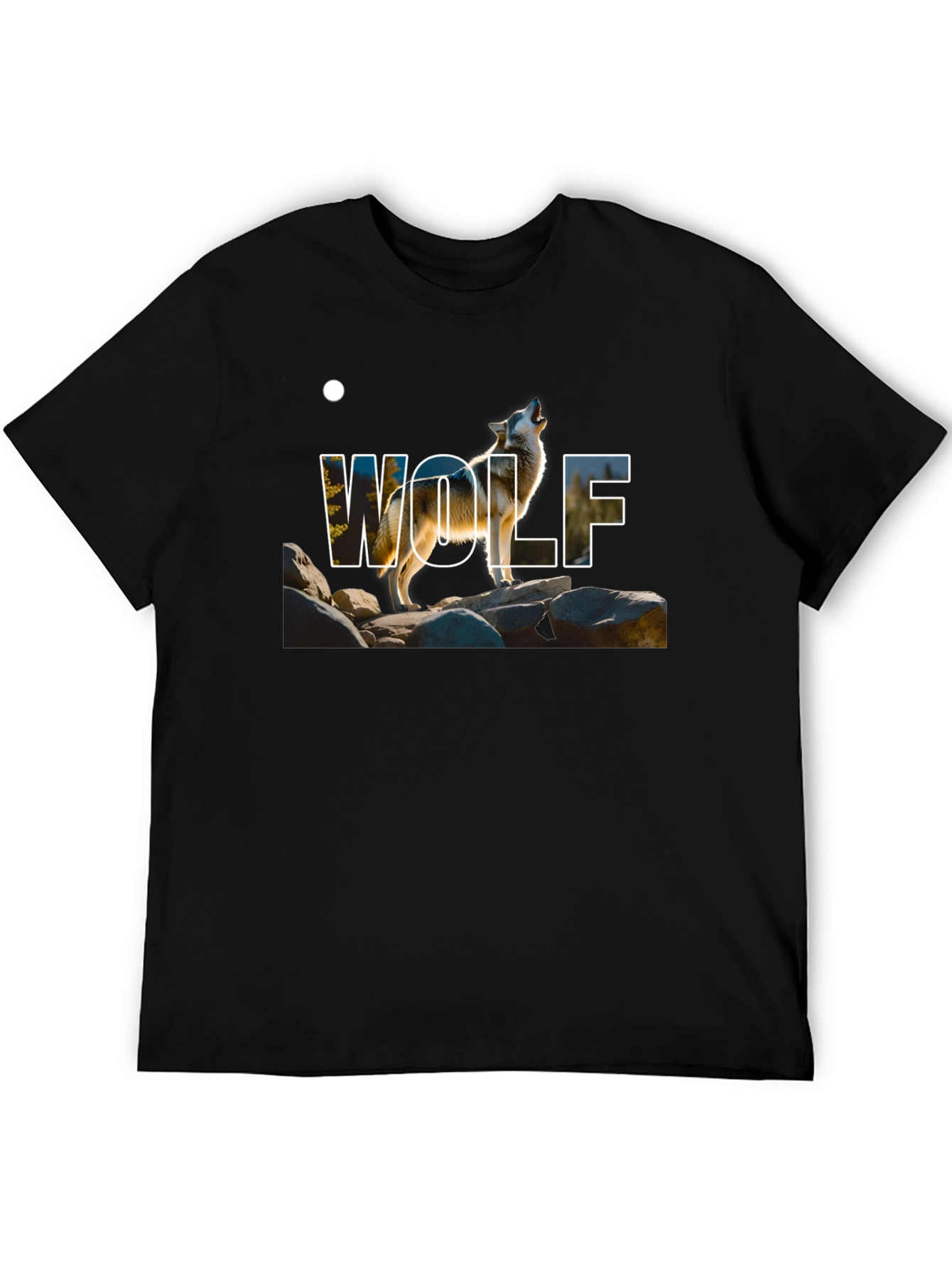 Black Wolf Graphic Print Black T-Shirt view 5
