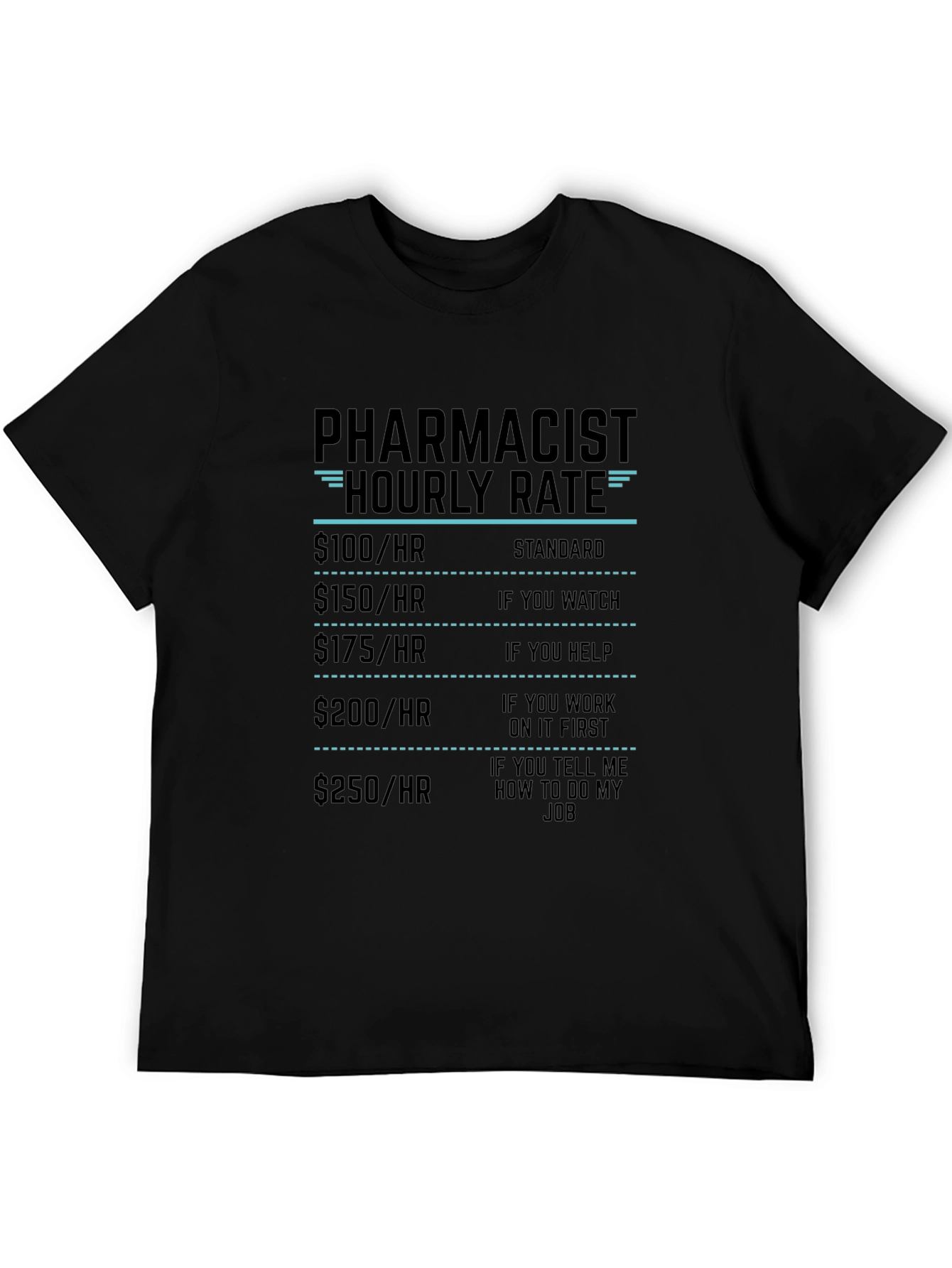 Black Pharmacist Hourly Rate Black T-Shirt view 5