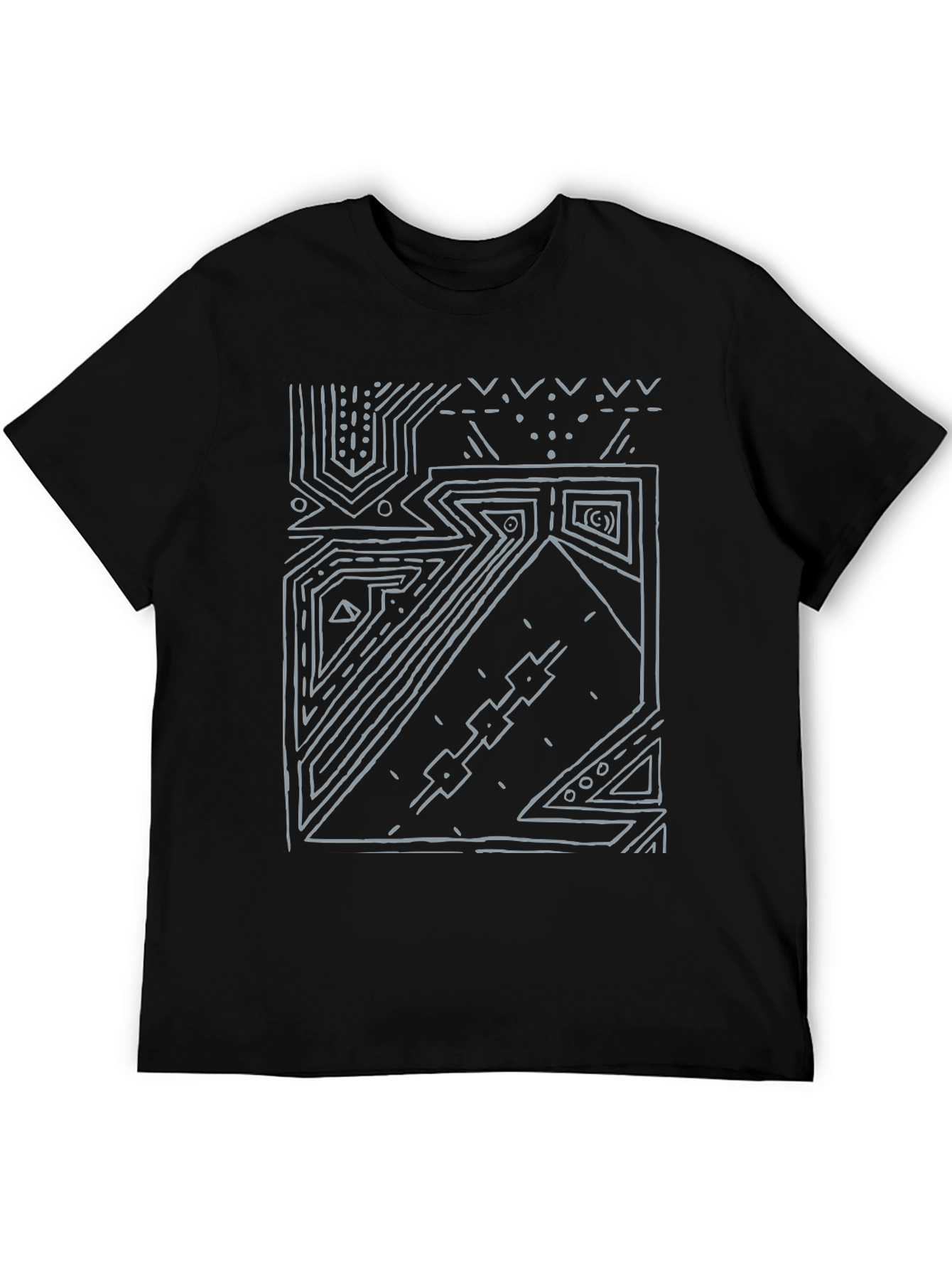 Black Abstract Geometric Black T-Shirt view 5
