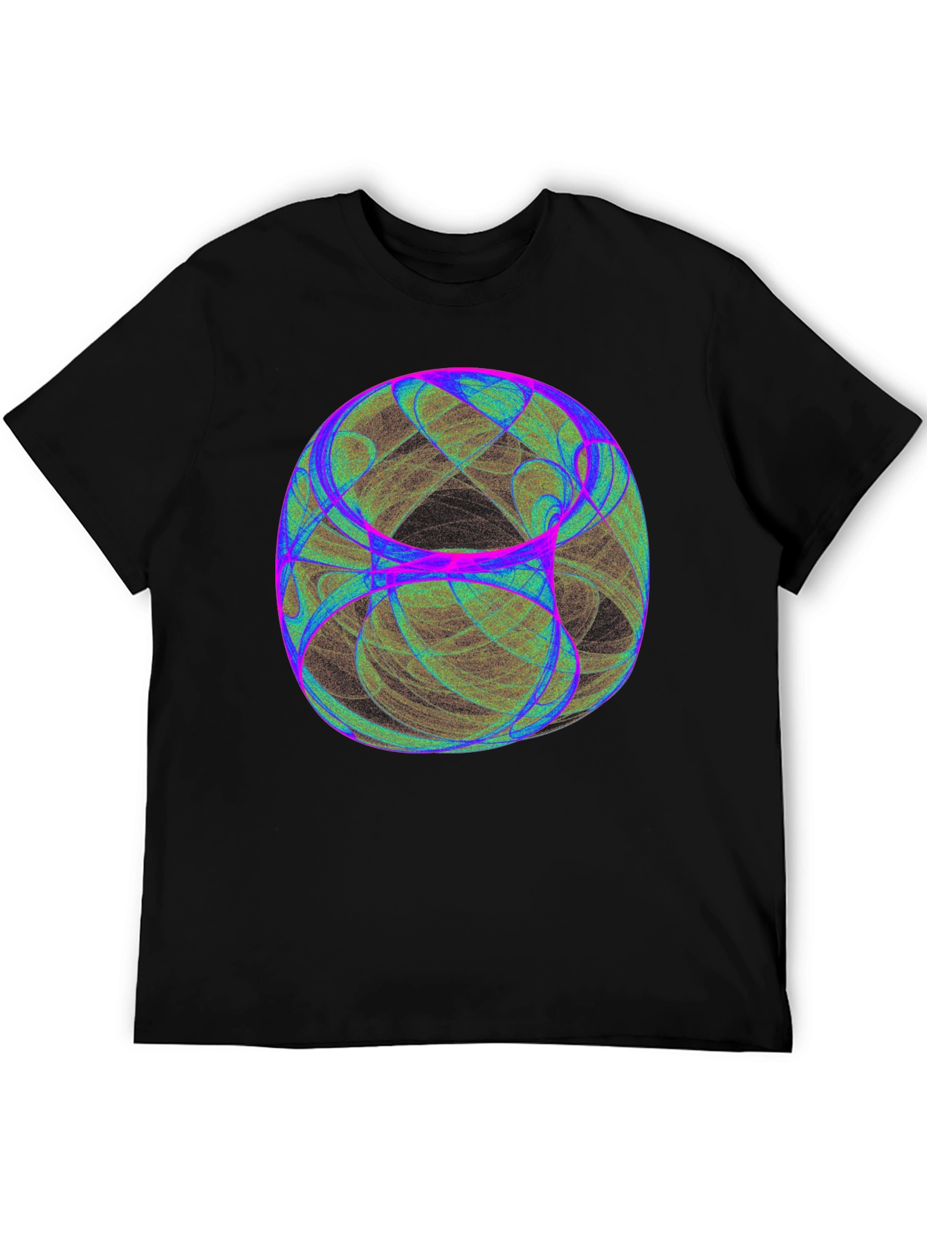 Black Abstract Orb Graphic Tee - Black Cotton Blend T-Shirt view 5