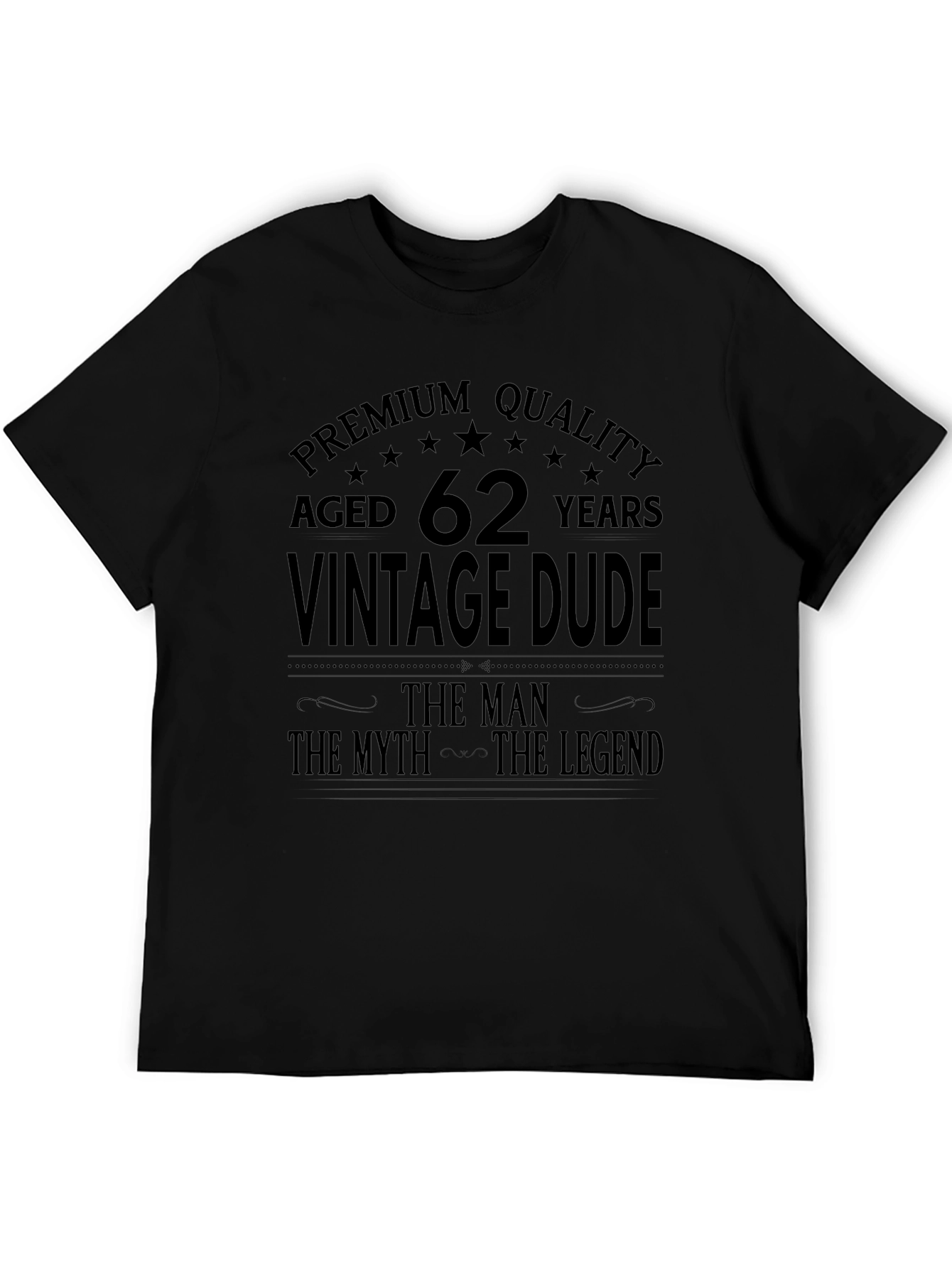 Black Vintage Dude 62 Years Premium Quality Black T-Shirt view 5