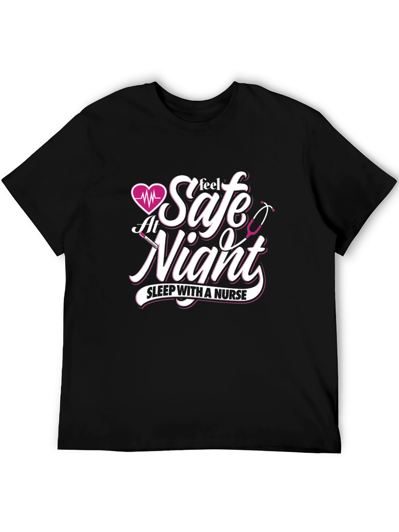 Black Feel Safe At Night Nurse T-Shirt view 5