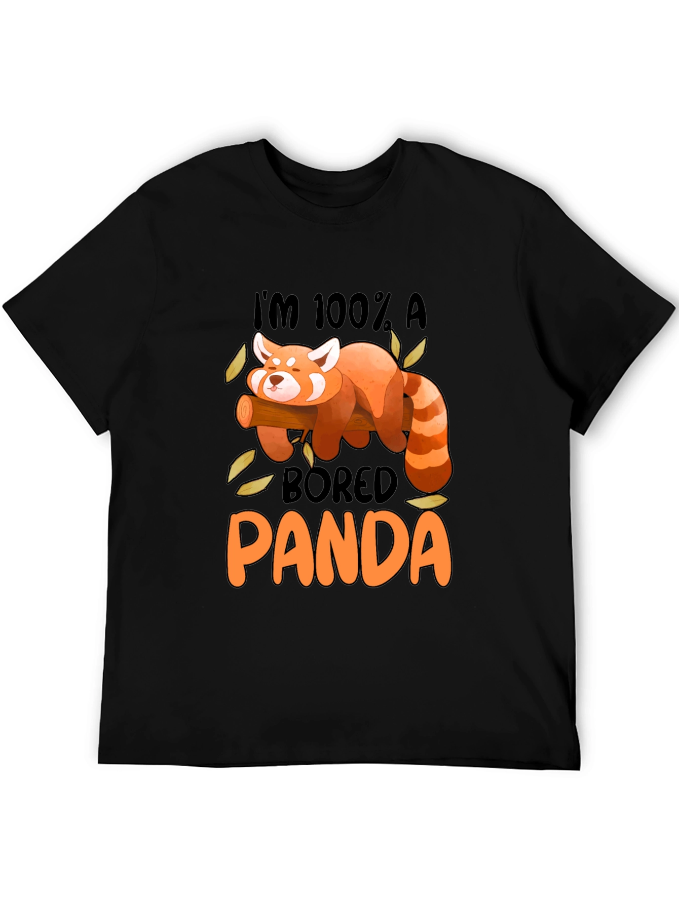 Black Bored Panda Graphic Tee - Black Cotton Casual Shirt view 5