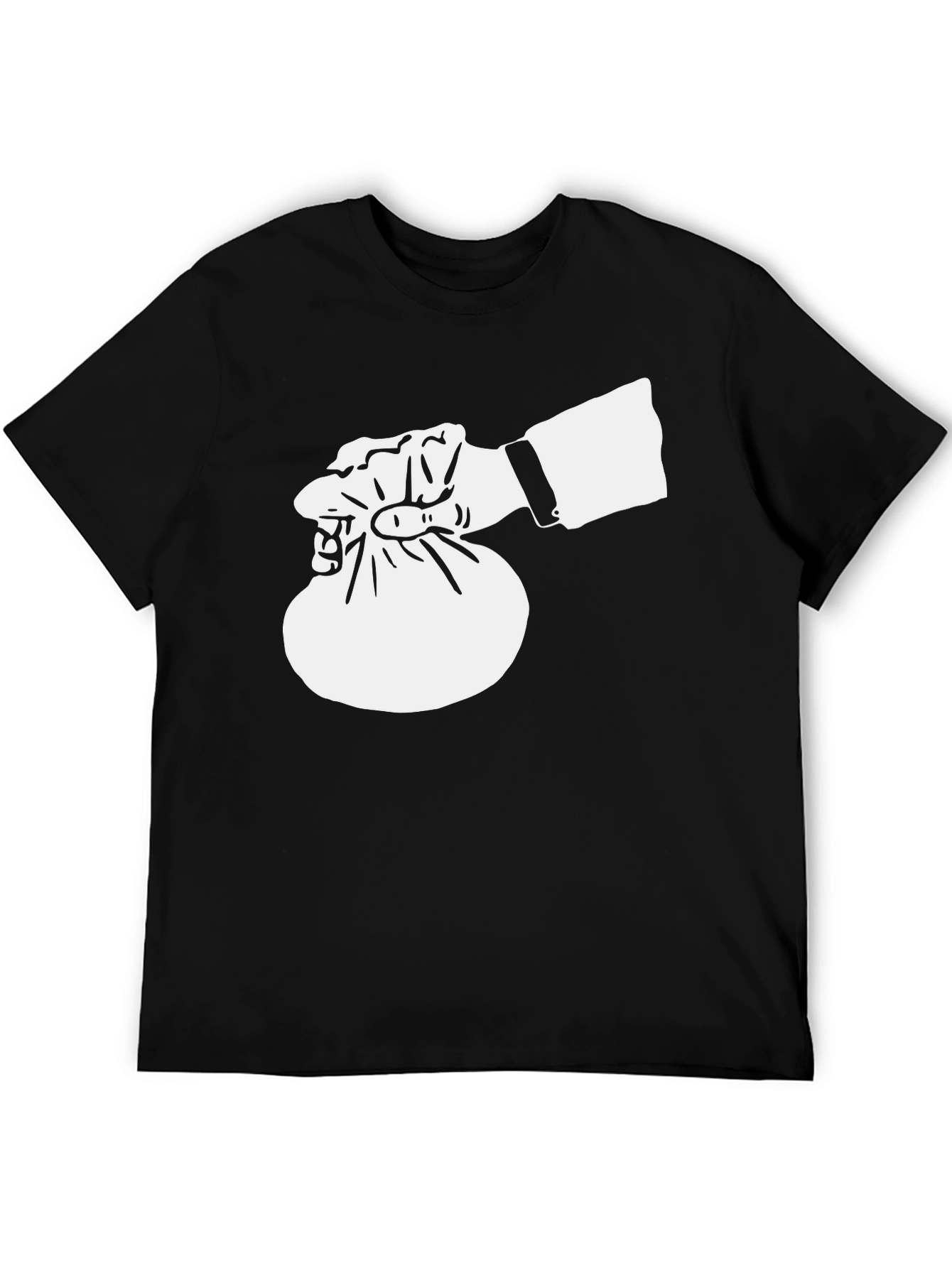 Black Money Bag T-Shirt - Black Crew Neck view 5