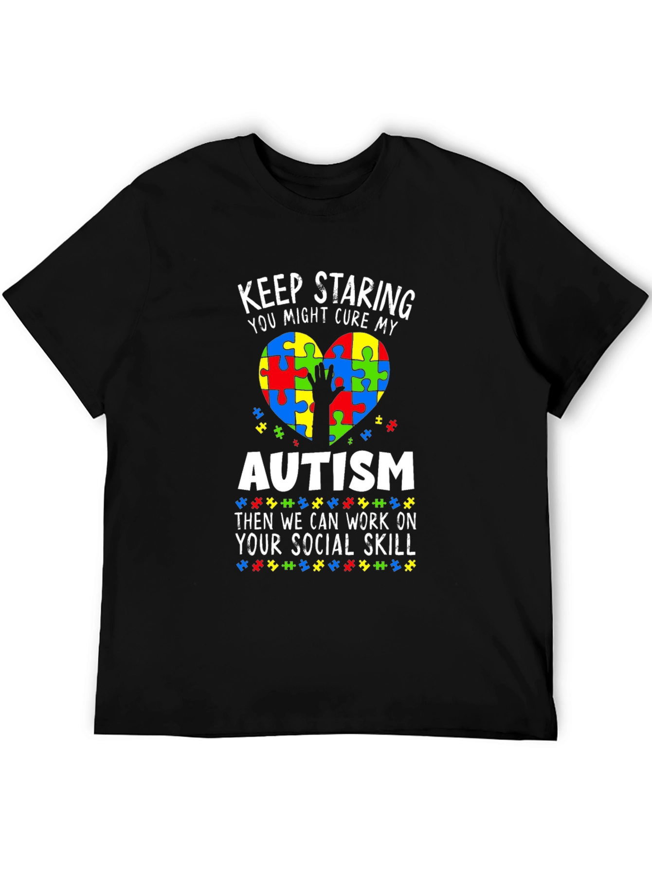 Black Autism Awareness T-Shirt Social Skills view 5