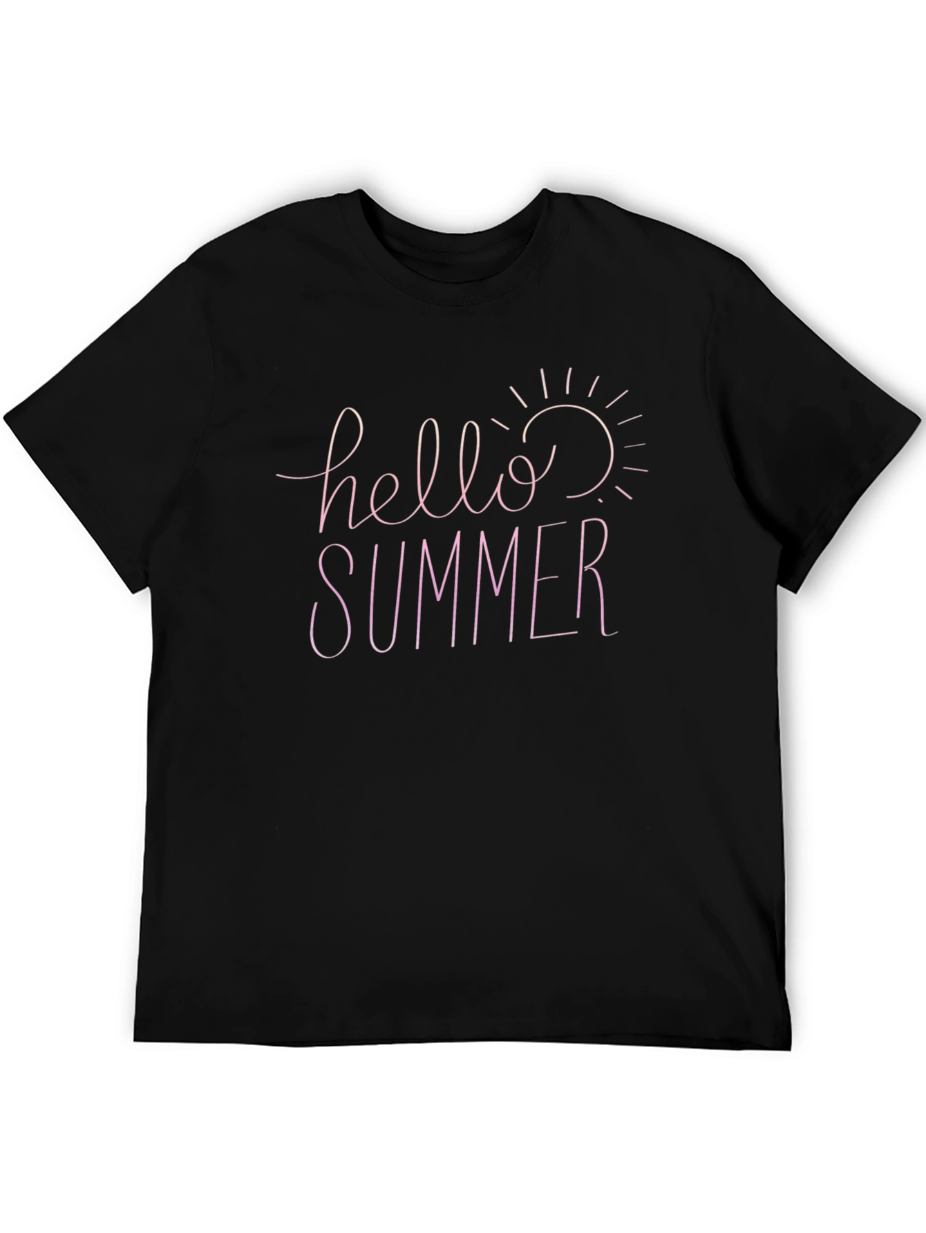 Black Hello Summer Black Cotton T-Shirt view 5