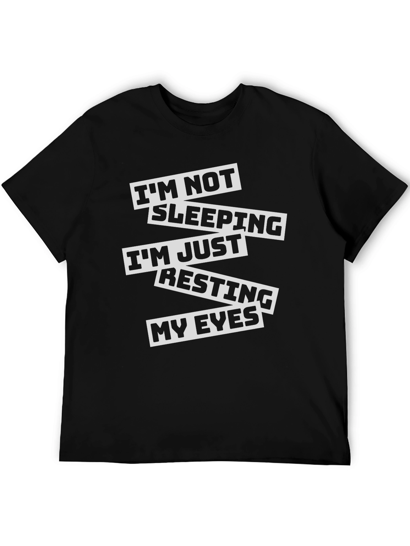 Black Funny I'm Not Sleeping Men's Black T-Shirt view 5