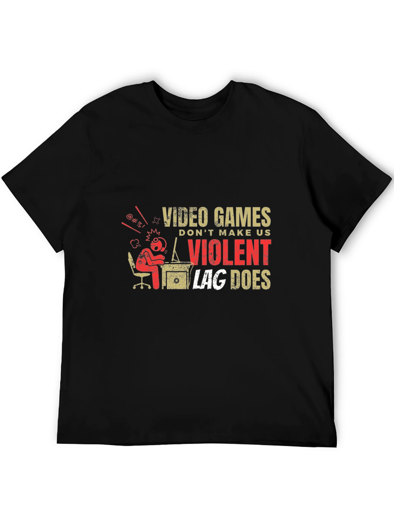 Black Video Game Lag T-Shirt view 5