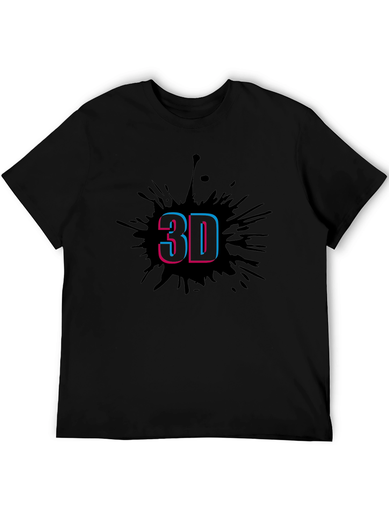 Black Stylish Men's Black T-Shirt with 3D Splash Design view 5