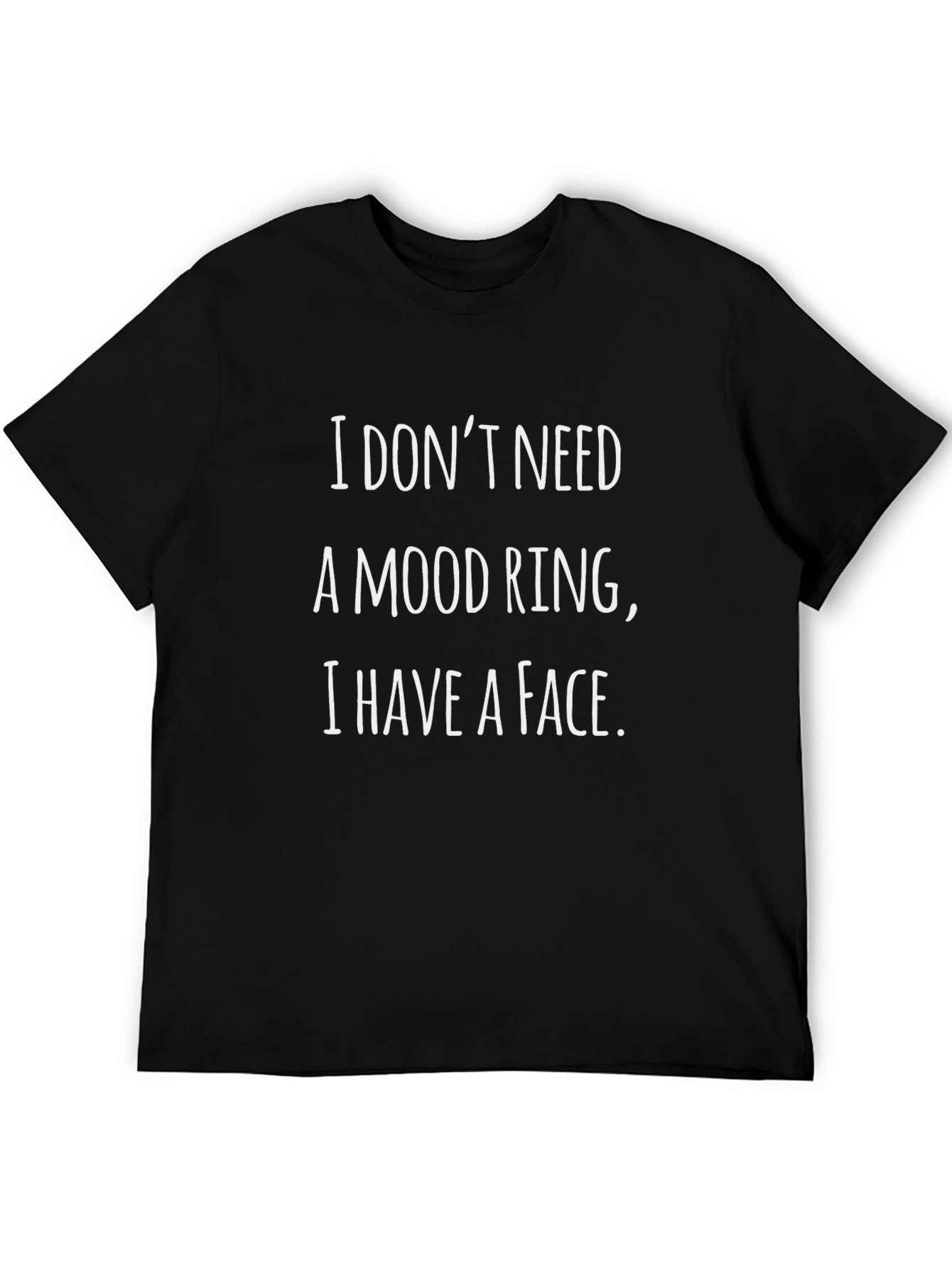 Black Funny Mood Ring Tee - I Have A Face Graphic T-Shirt view 5