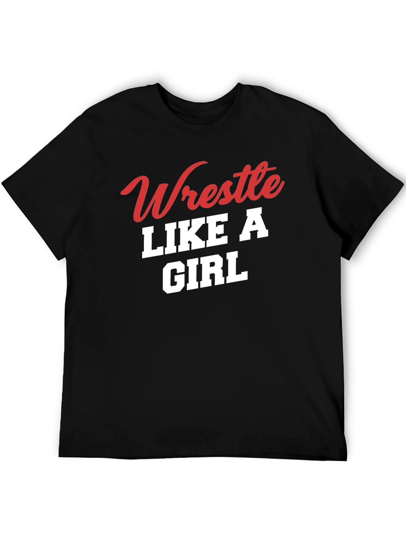 Black Wrestle Like a Girl T-Shirt - Black view 5