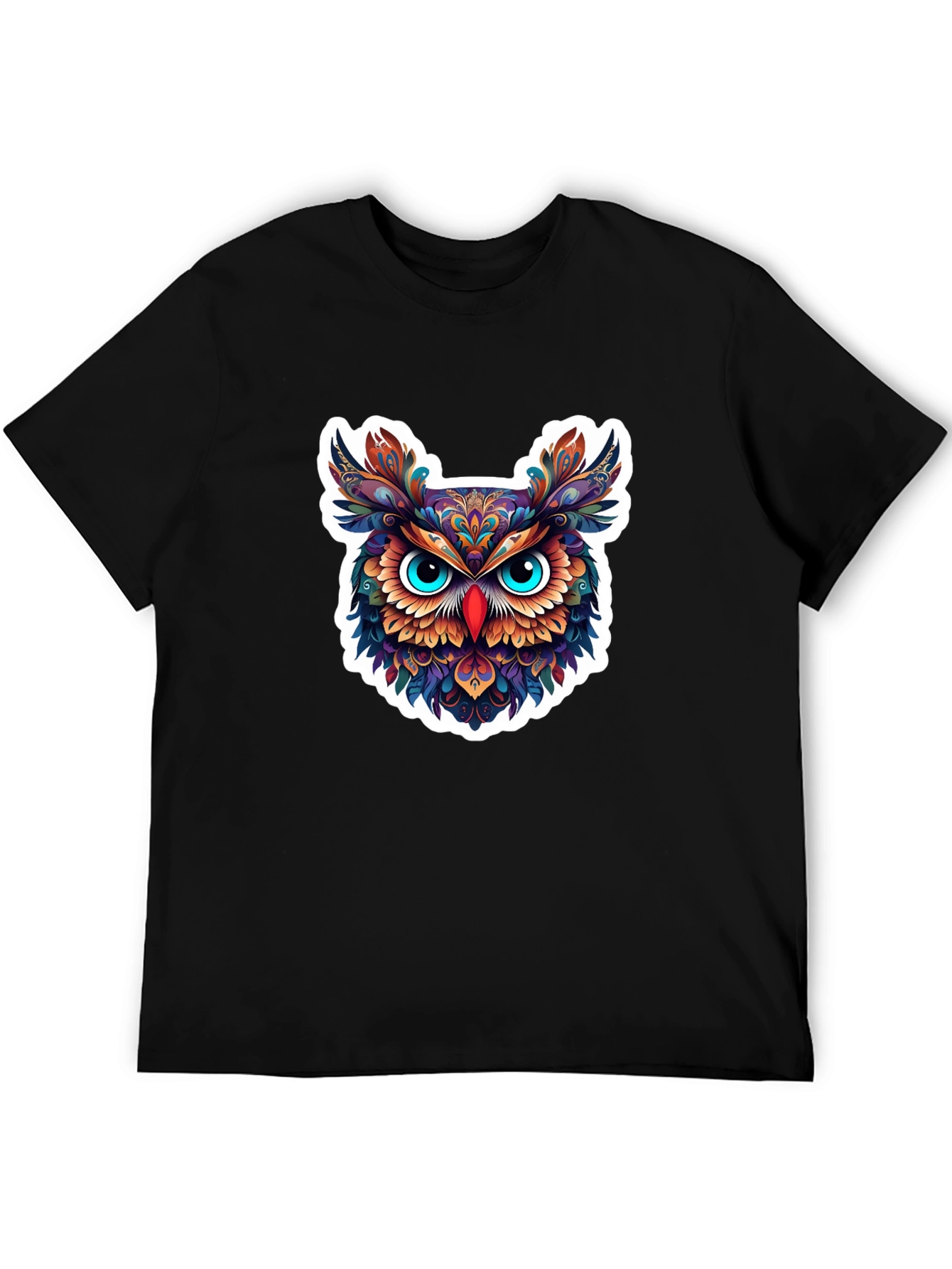 Black Men's Black Owl Graphic Tee view 5