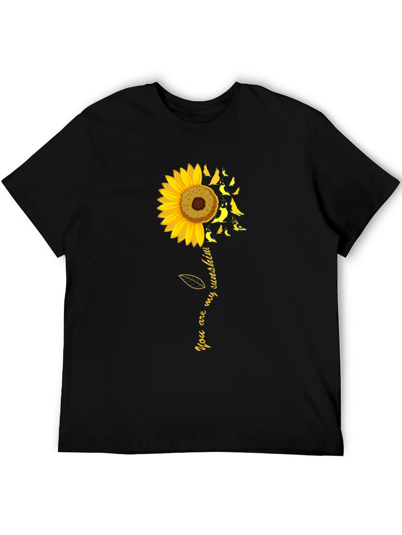 Black Sunflower Bird T-Shirt - You Are My Sunshine Tee view 5