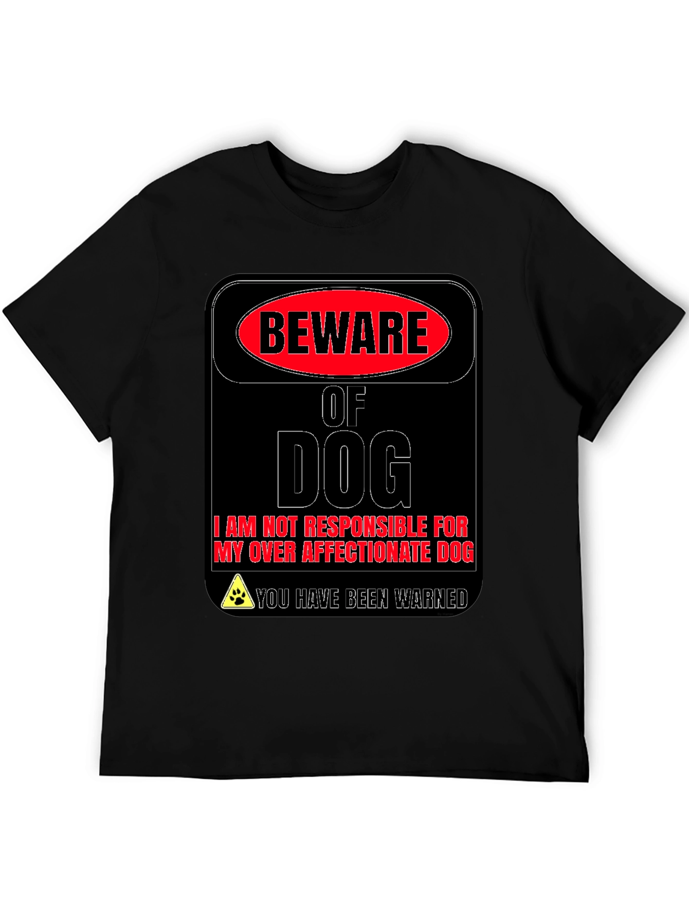 Black Beware of Dog Novelty Graphic T-Shirt view 5