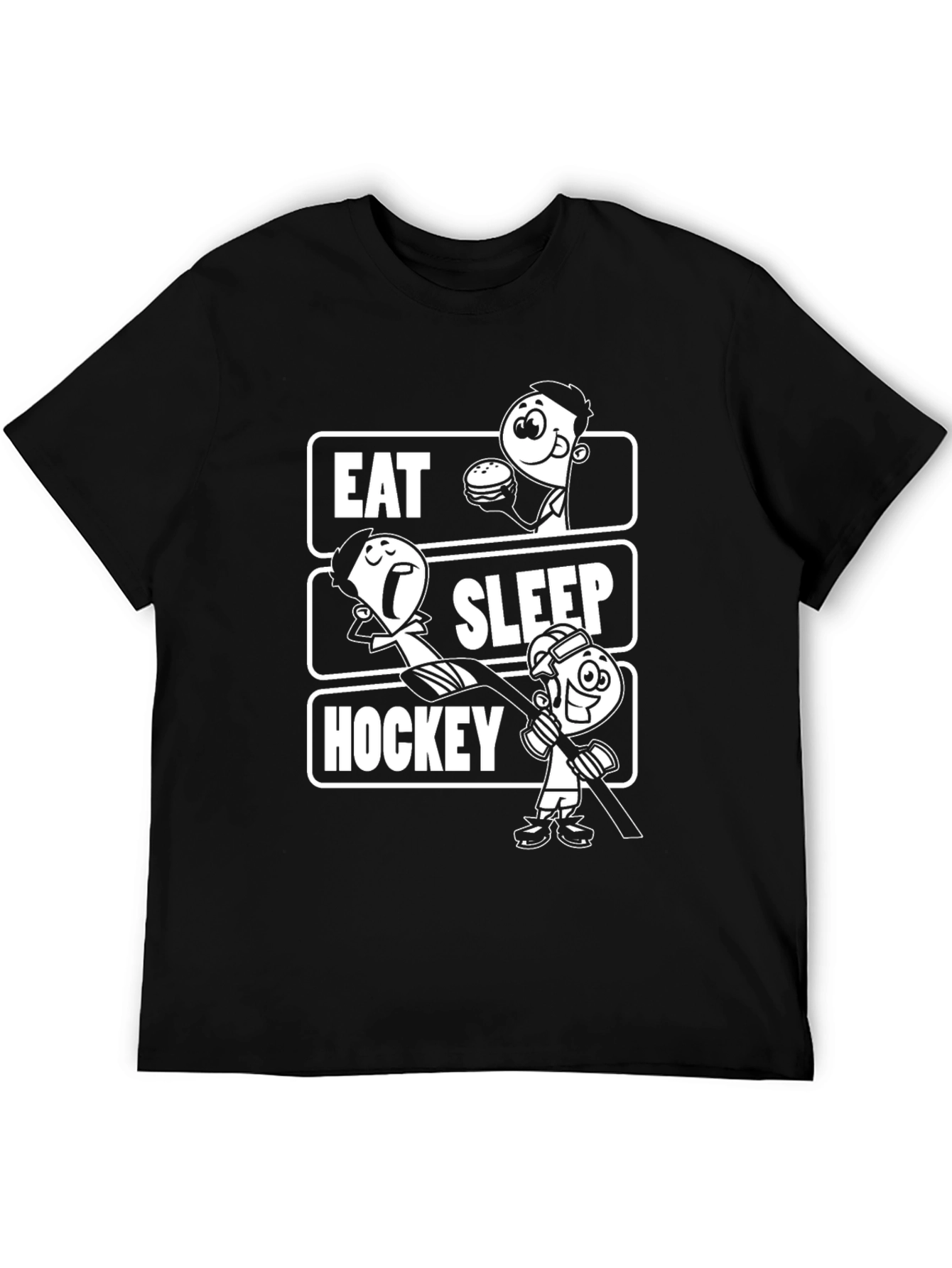 Black Eat Sleep Hockey Black Graphic T-Shirt view 5