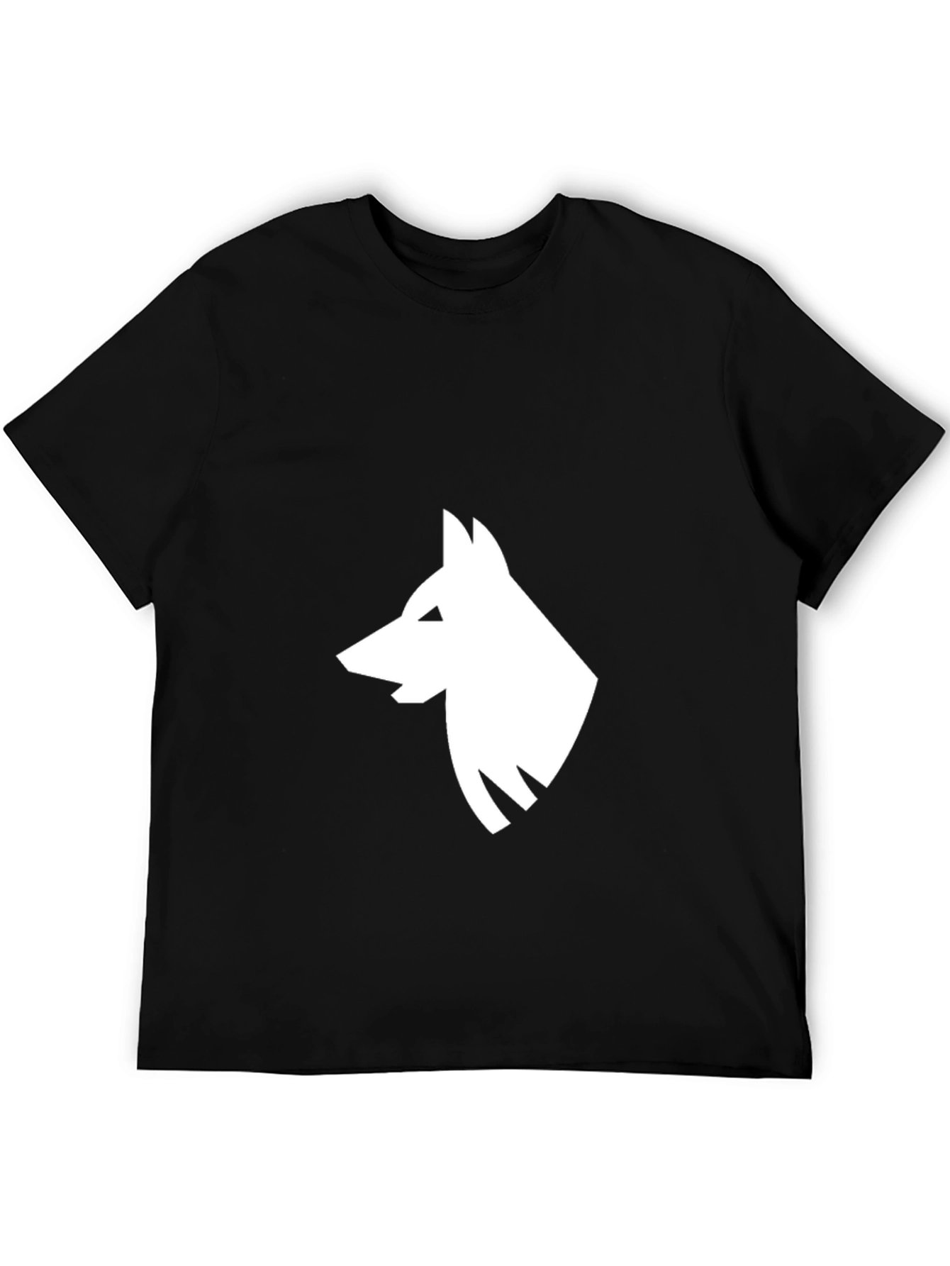 Black Black T-Shirt with White Wolf Graphic view 5