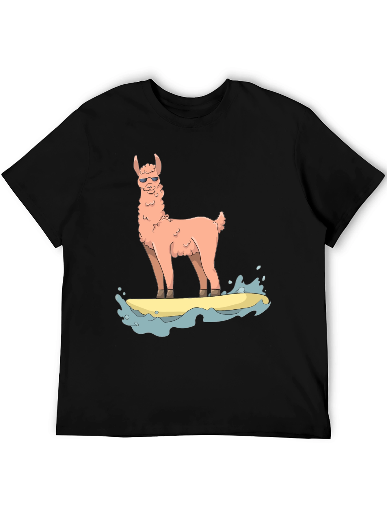 Black Surfing Llama Graphic Tee view 5