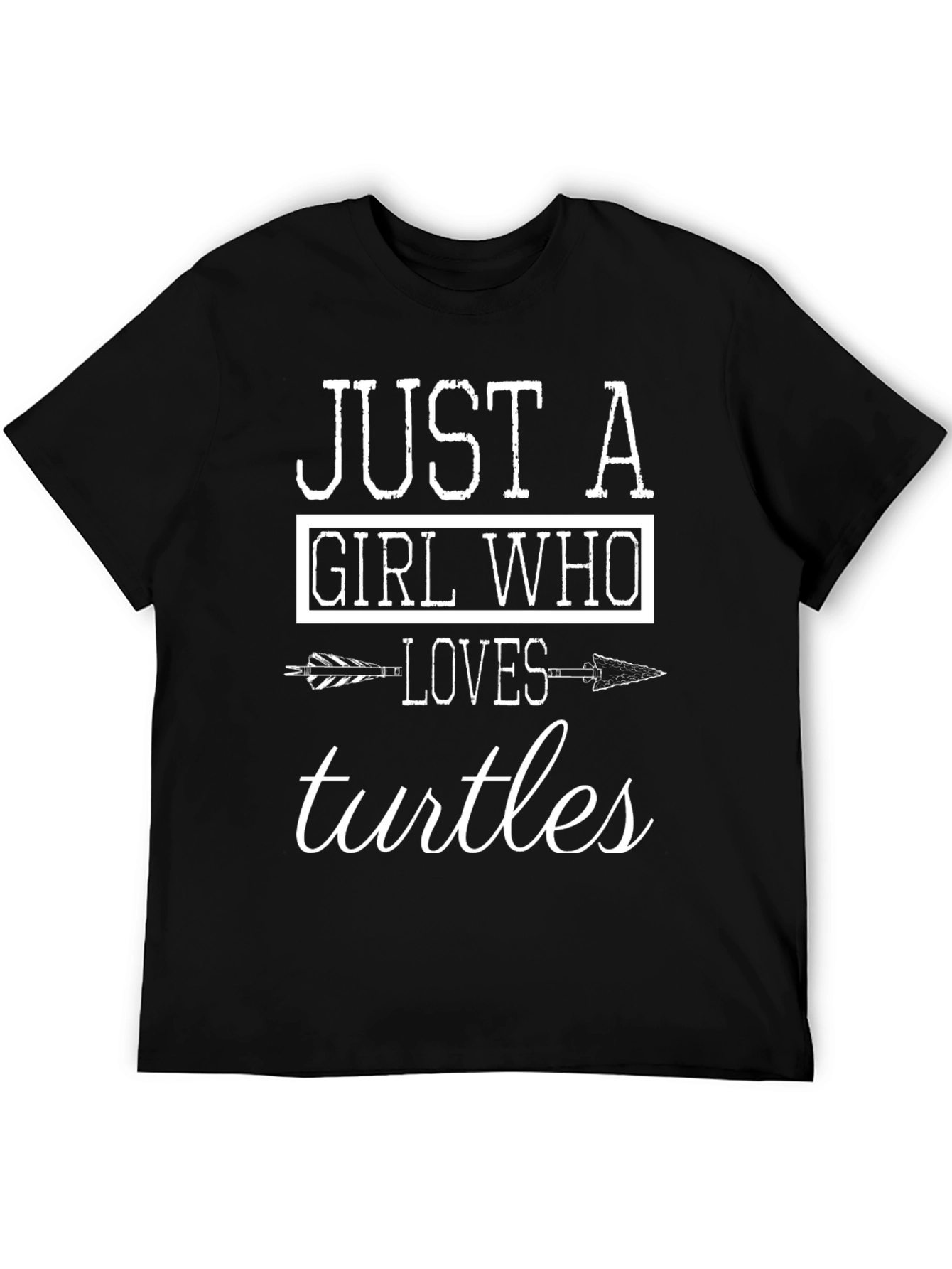 Black Just a Girl Who Loves Turtles T-Shirt view 5