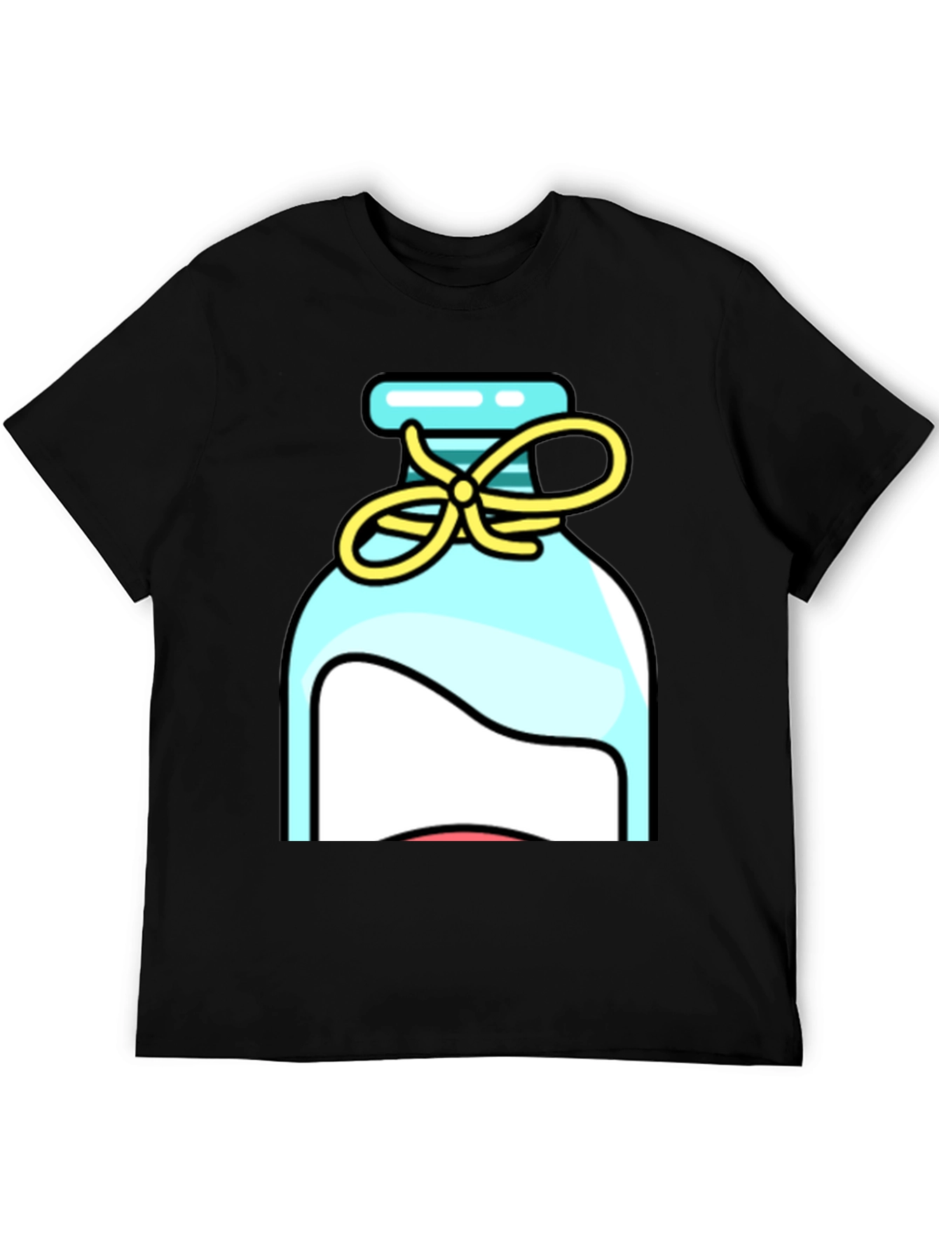 Black Whimsical Bottle Graphic Tee - Stylish Unisex T-Shirt view 5