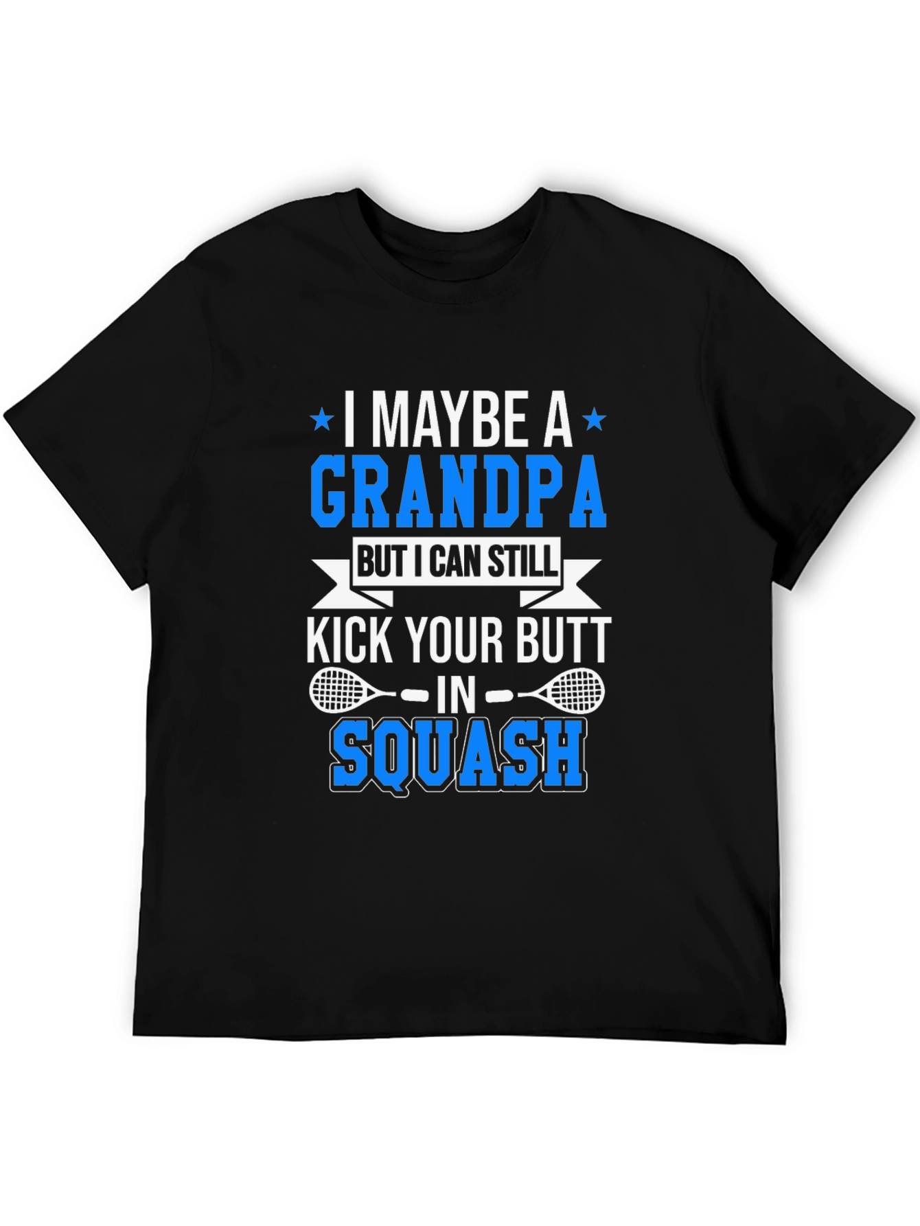Black Grandpa Squash Player T-Shirt - Kick Your Butt! view 5