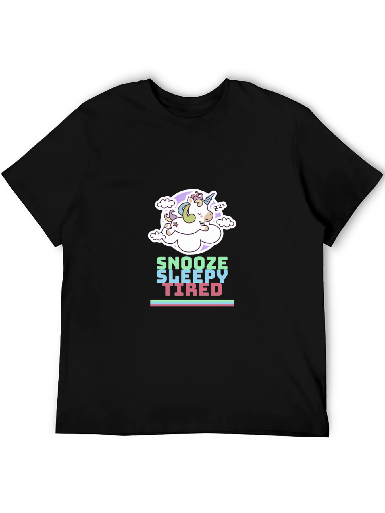 Black Snooze Sleepy Tired T-Shirt - Unicorn Design view 5
