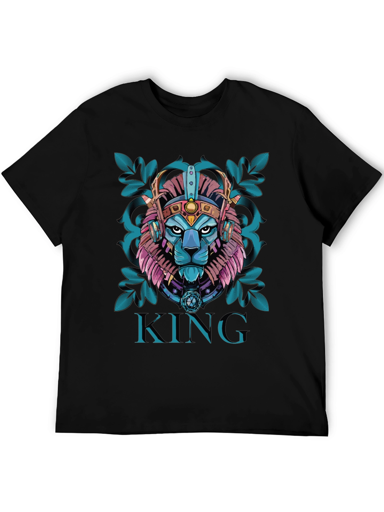Black King Lion Graphic Tee - Unique Design view 5