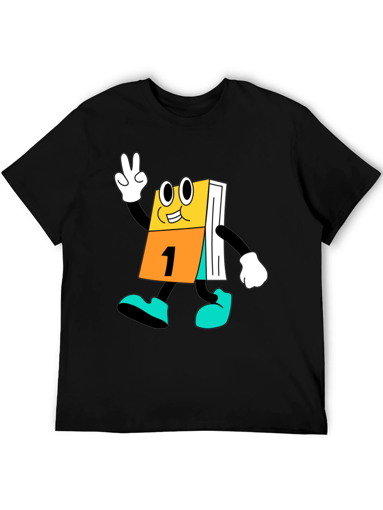 Black Cartoon Calendar Black T-Shirt view 5