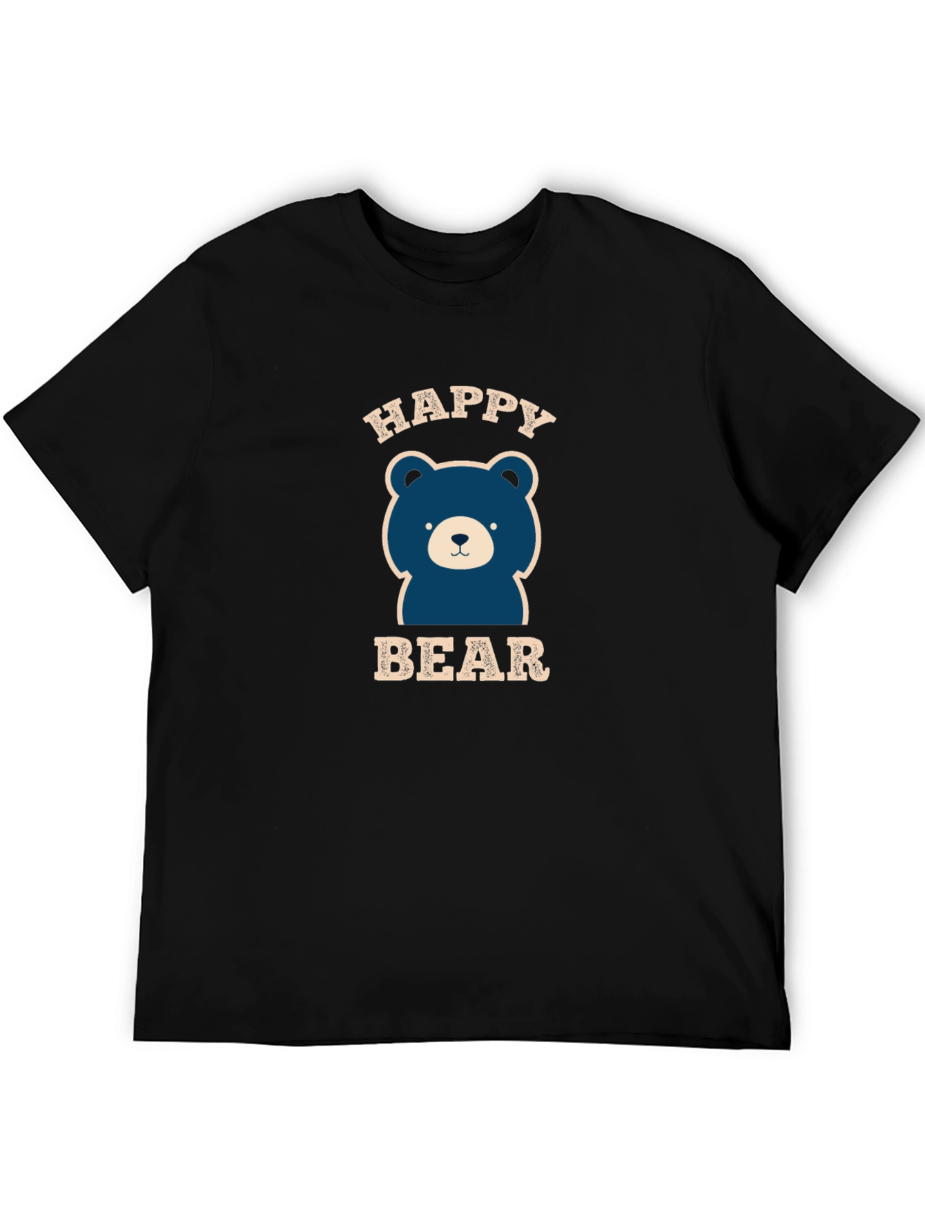 Black Happy Bear Graphic Tee - Black Cotton Blend view 5