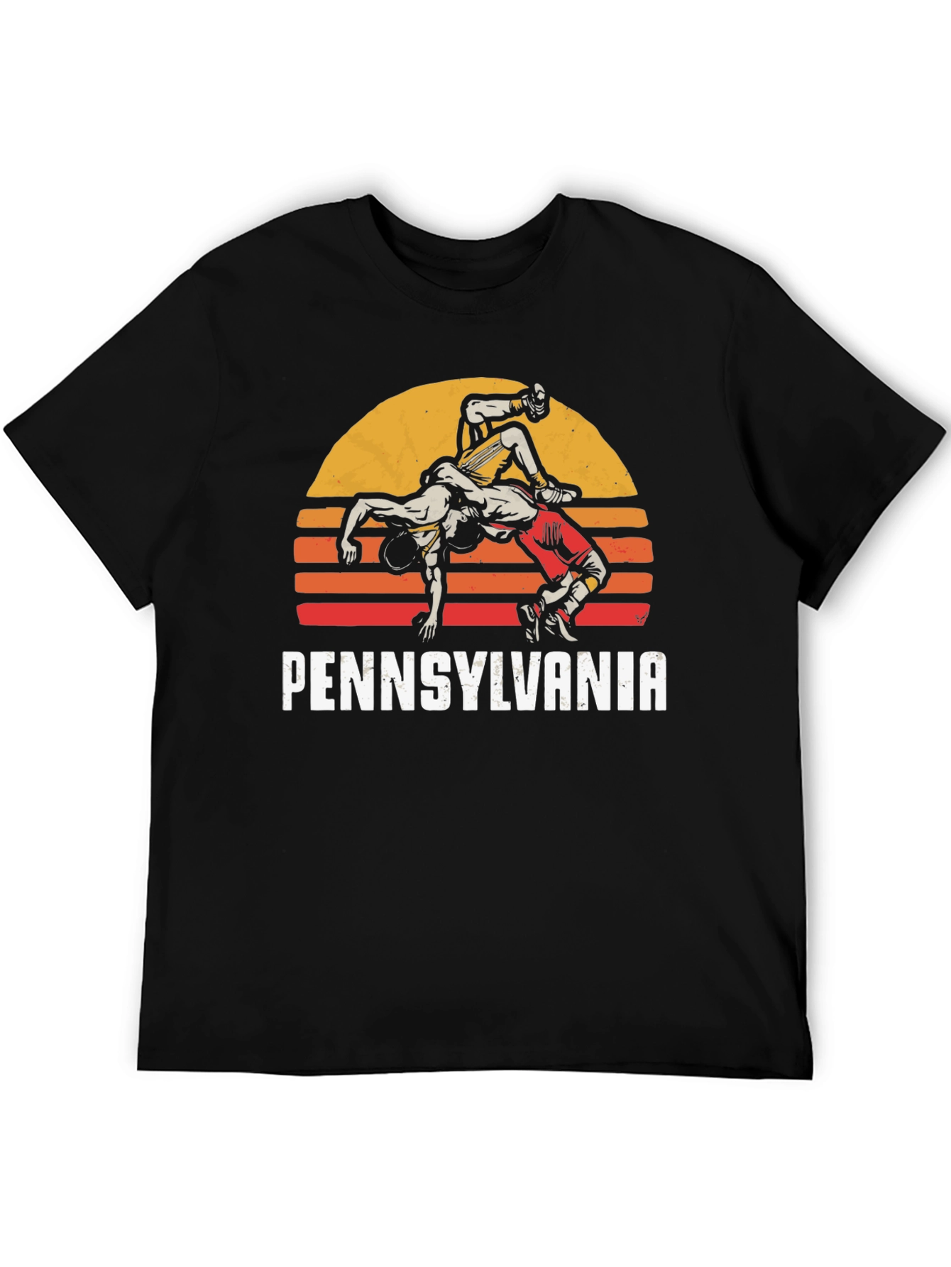 Black Pennsylvania Wrestling Retro Graphic T-Shirt view 5