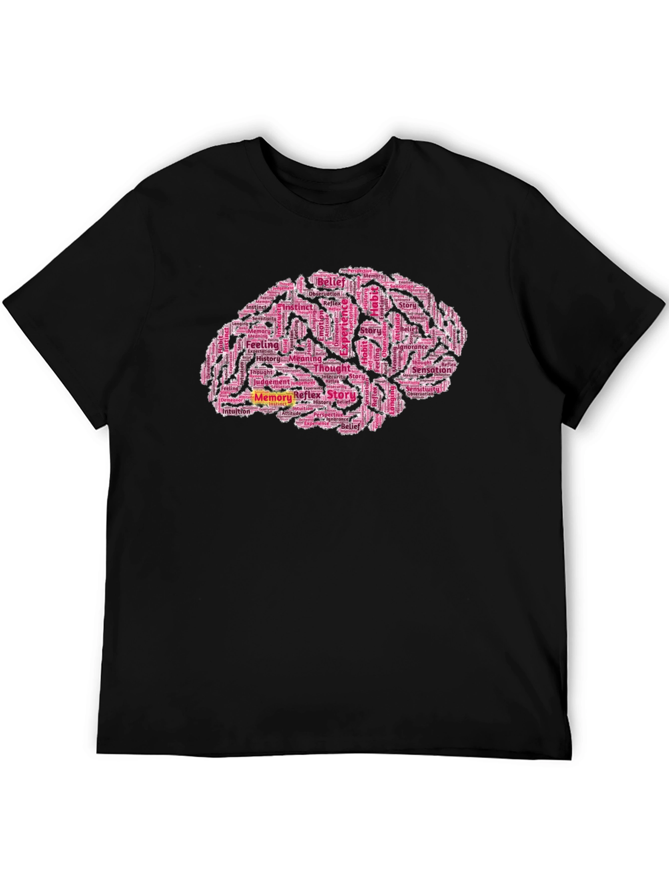 Black Brain Word Cloud Black T-Shirt view 5