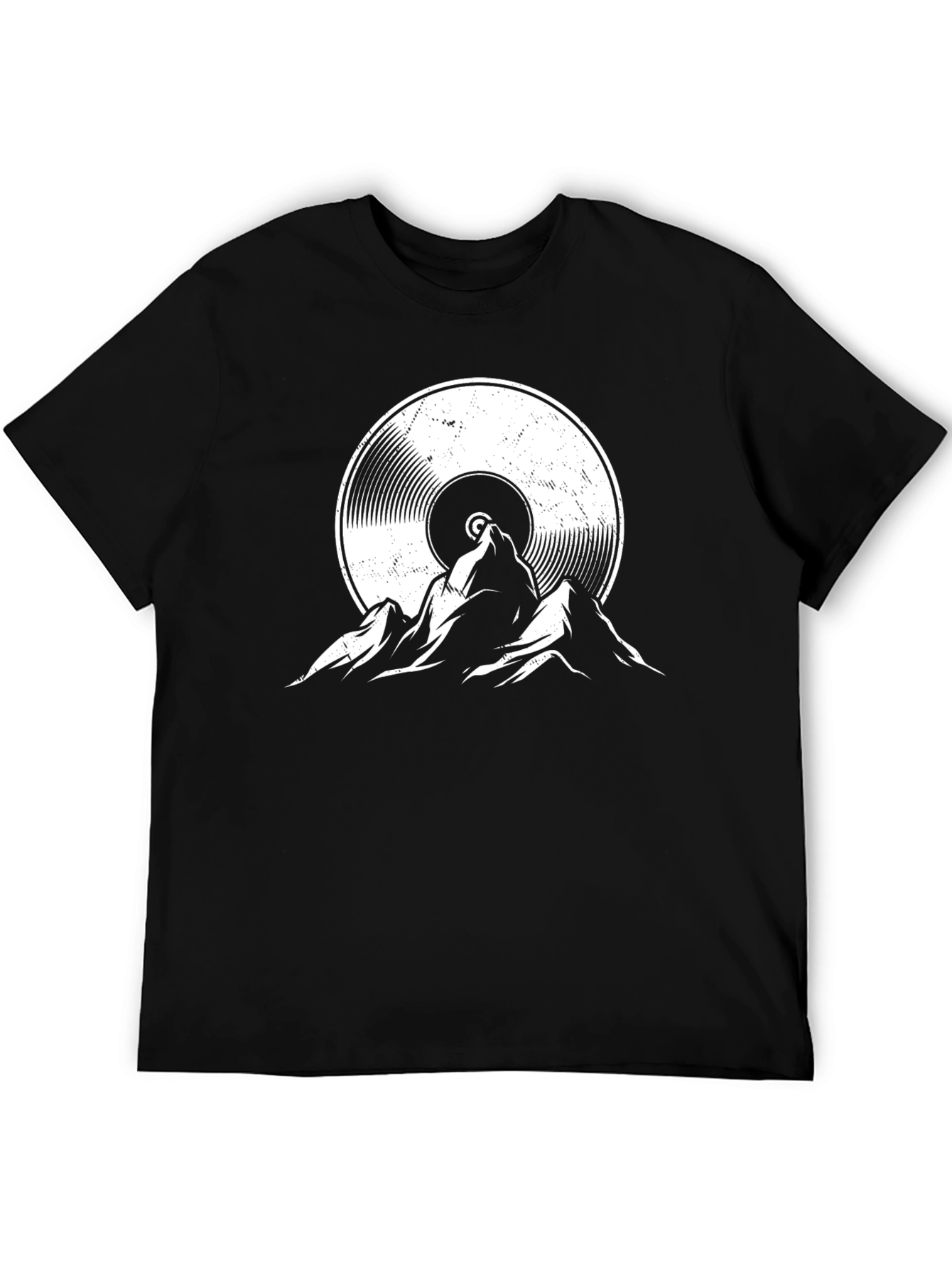 Black Vinyl Record Mountain Black T-Shirt view 5