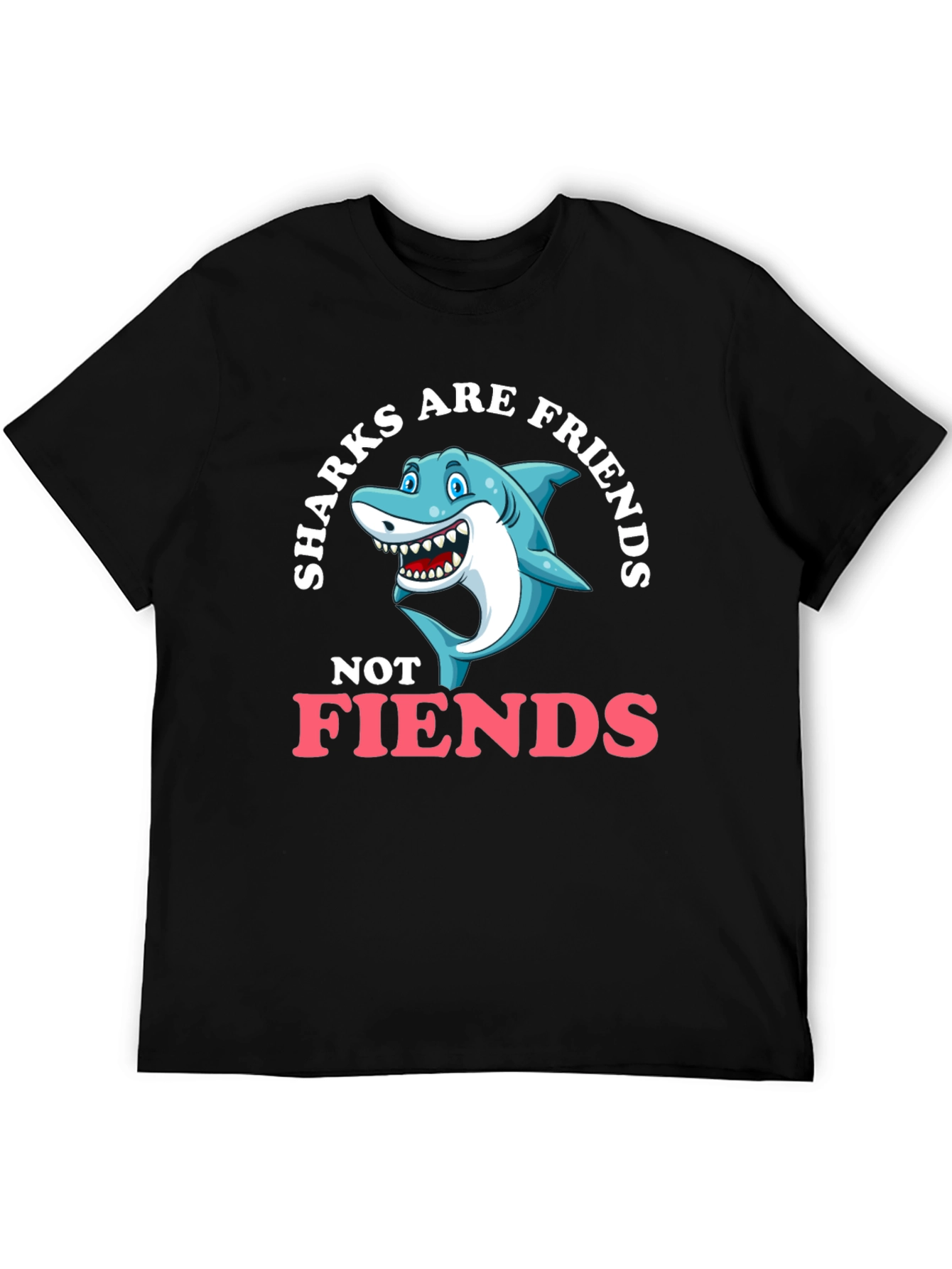 Black Sharks Are Friends T-Shirt - Funny Graphic Tee view 5