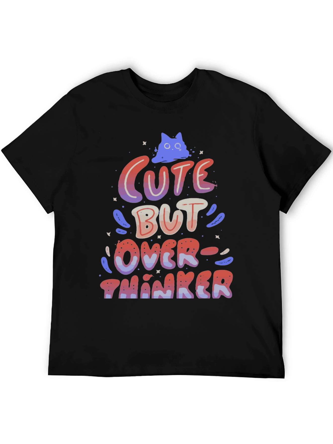 Black Cute But Overthinker Graphic T-Shirt view 5