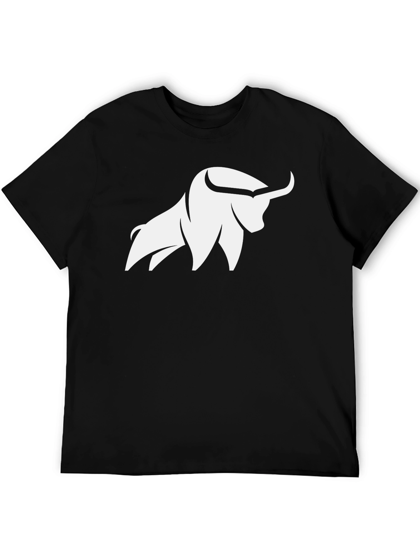 Black Black T-Shirt with White Bull Graphic view 5