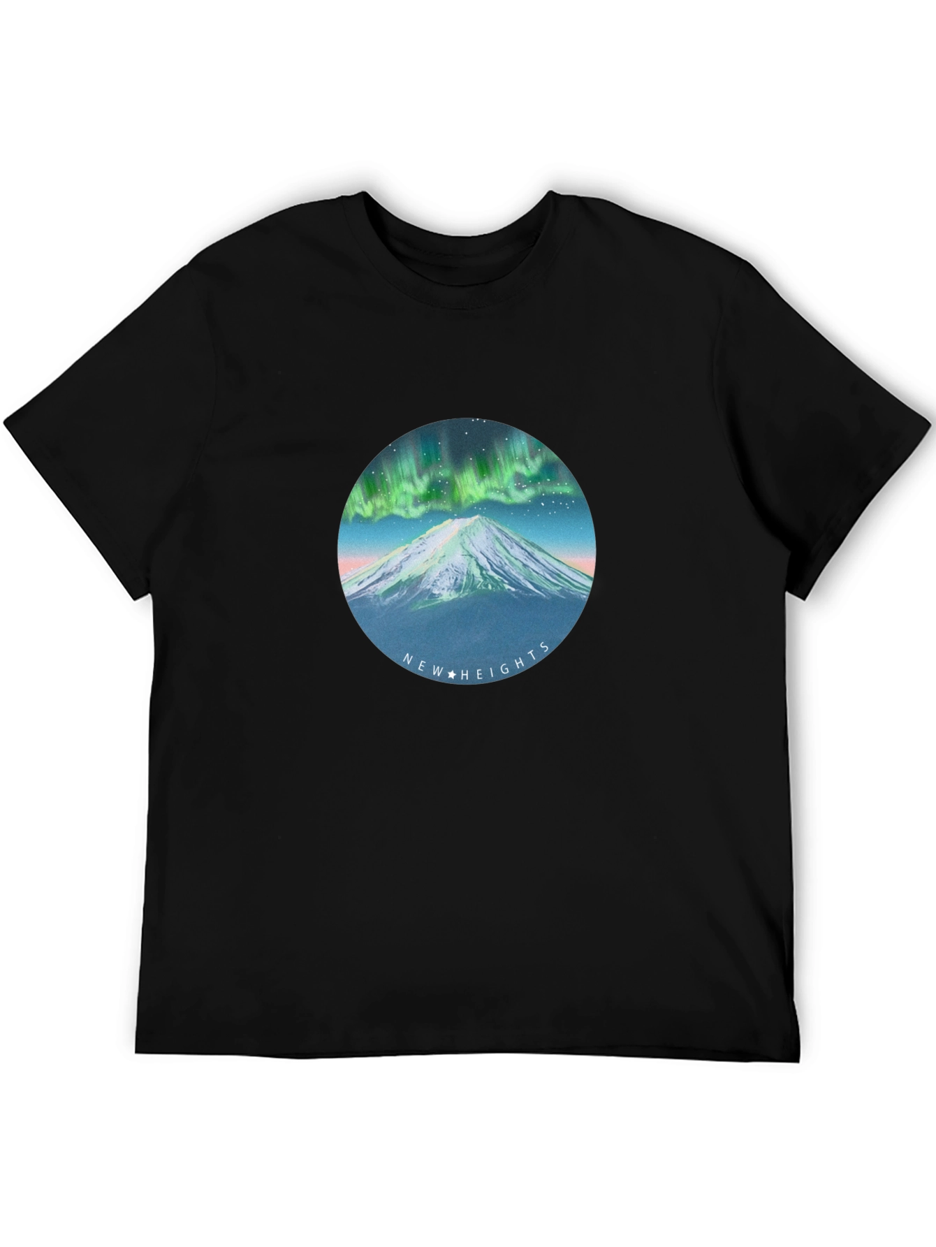 Black Aurora Mountain T-Shirt - New Heights Graphic Tee view 5