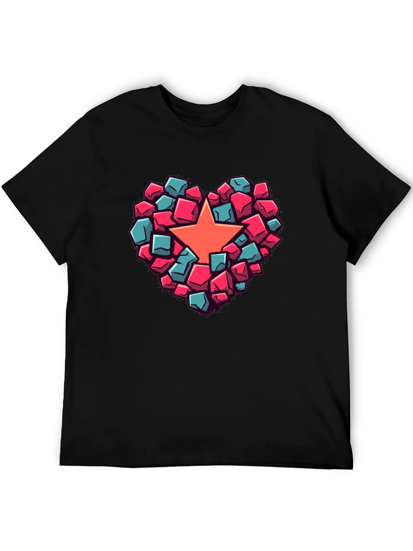 Black Heart Star Block Graphic T-Shirt view 5
