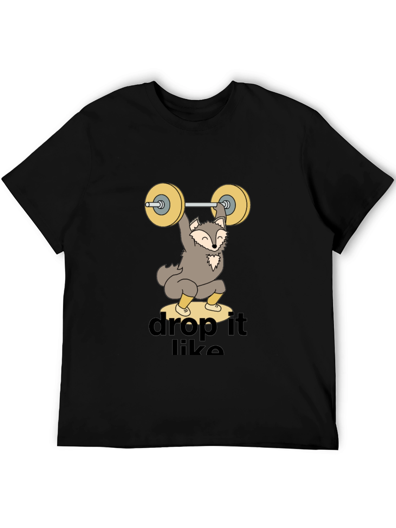 Black Funny Wolf Weightlifting Tee - Drop It Like a Squat view 5