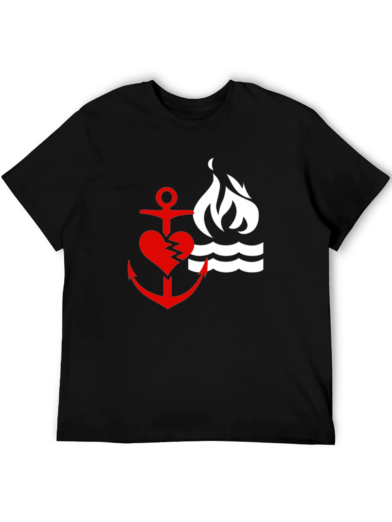 Black Red Heart Anchor & Flame Black T-Shirt view 5