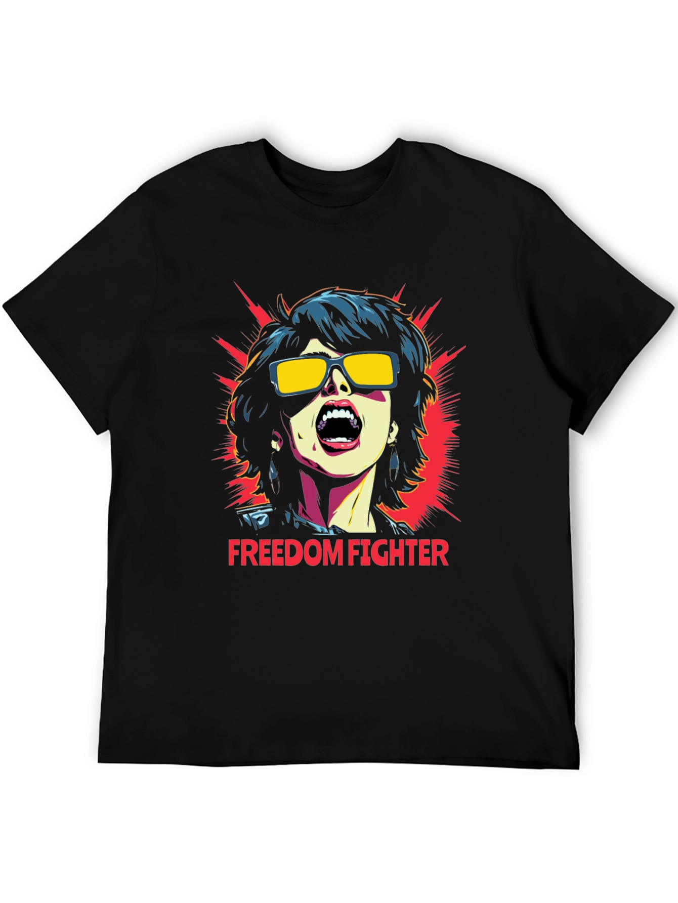 Black Freedom Fighter Graphic T-Shirt - Bold Statement Tee view 5