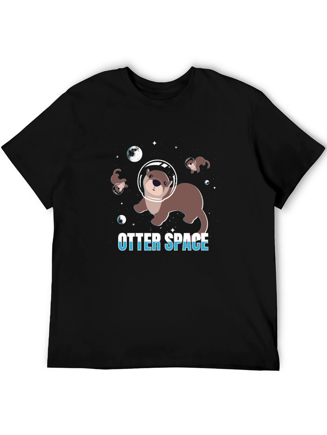 Black Otter Space T-Shirt, Galaxy Design view 5