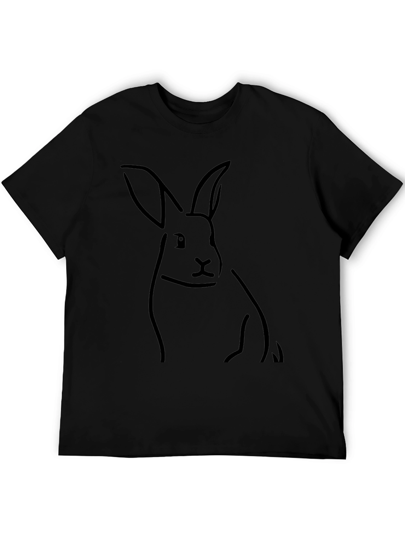 Black Rabbit Outline Graphic T-Shirt - Modern Minimalist Design view 5