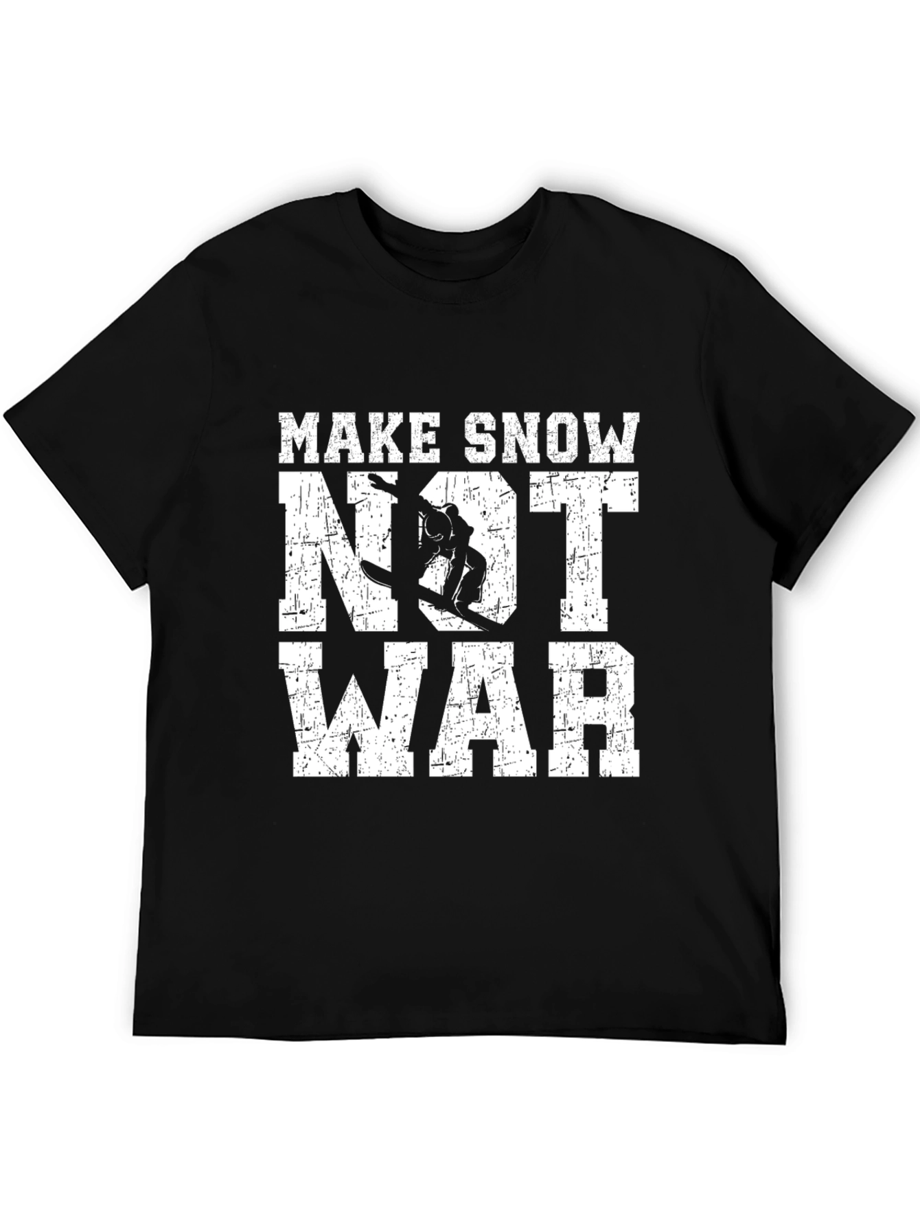Black Make Snow Not War T-Shirt | Snowboarding Shirt view 5