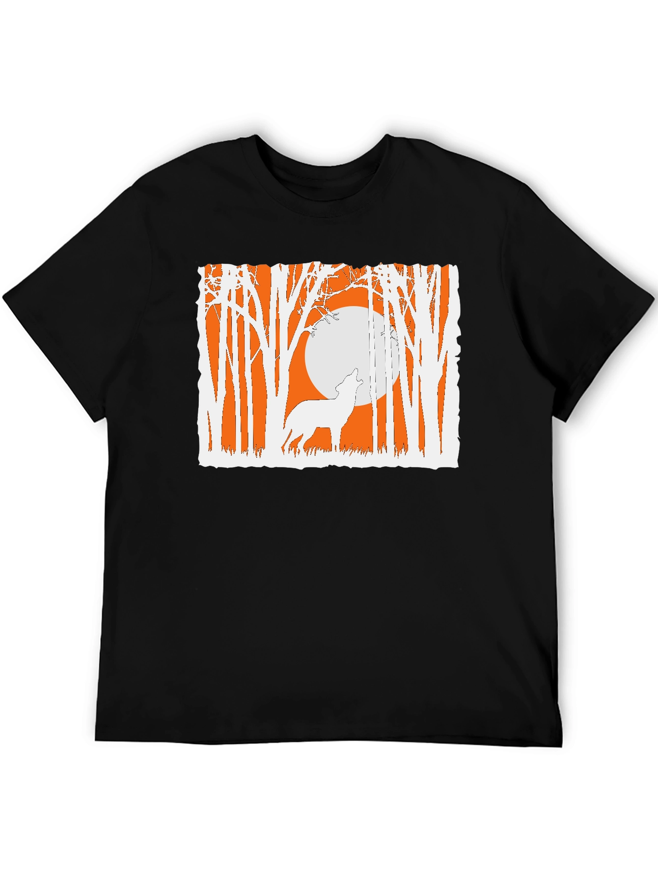 Black Wolf Moon Graphic Tee - Nature Inspired Black T-Shirt view 5