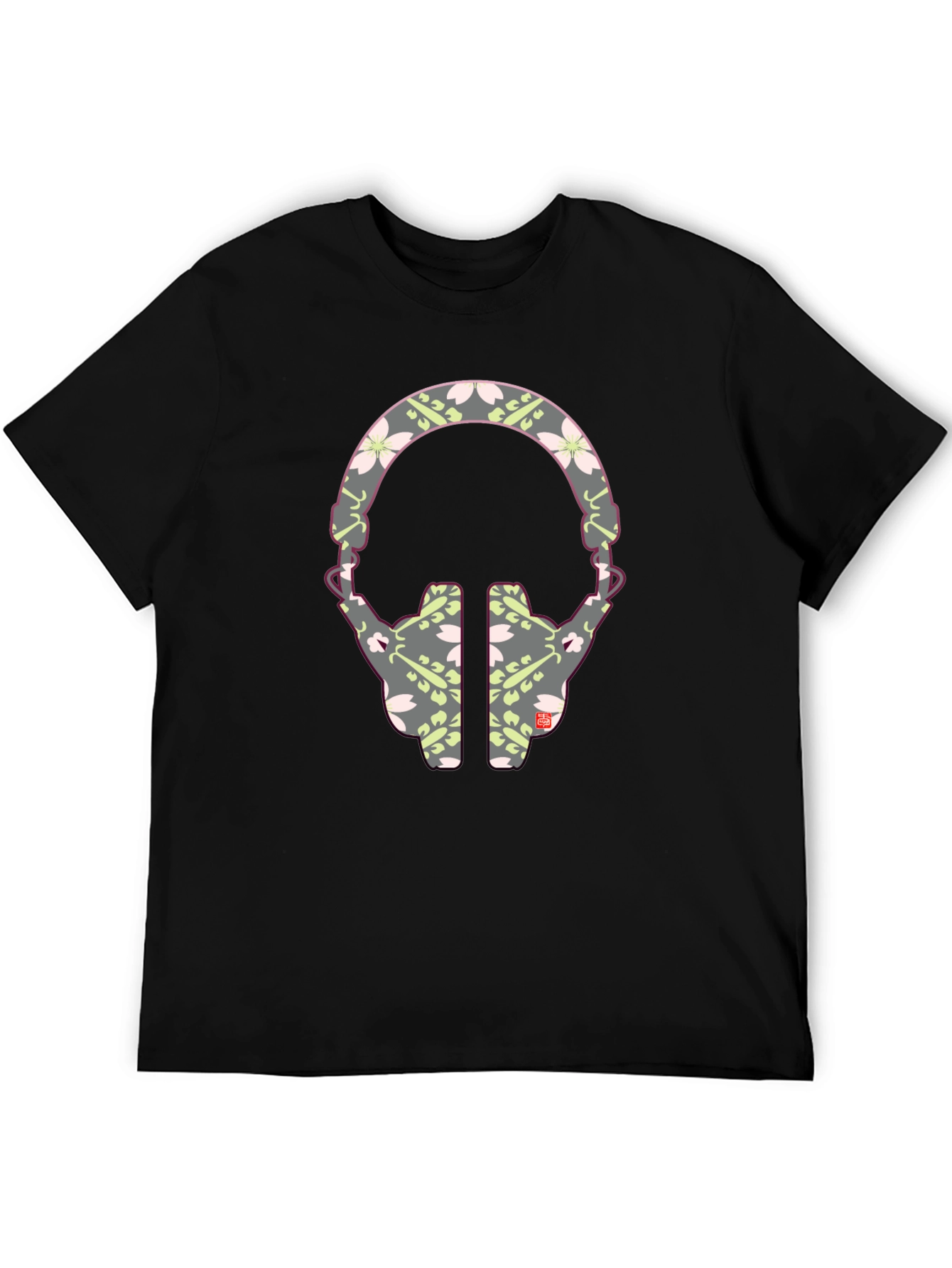 Black Stylish Headphone Pattern T-Shirt - Unique Graphic Tee view 5