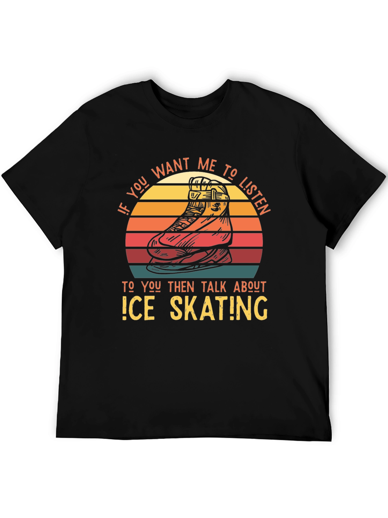 Black Ice Skating Retro T-Shirt view 5