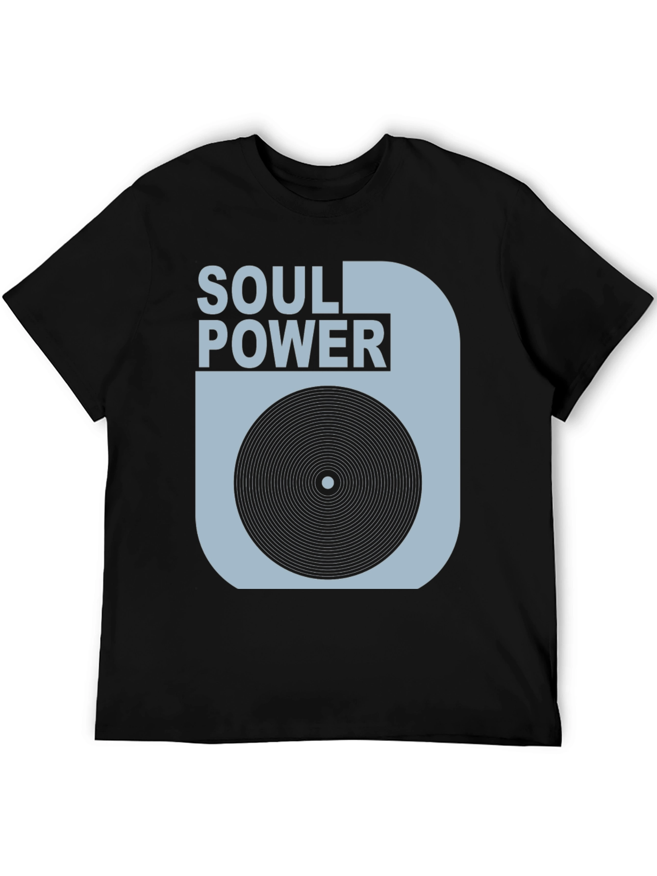 Black Soul Power Graphic Tee - Vintage Record Design view 5
